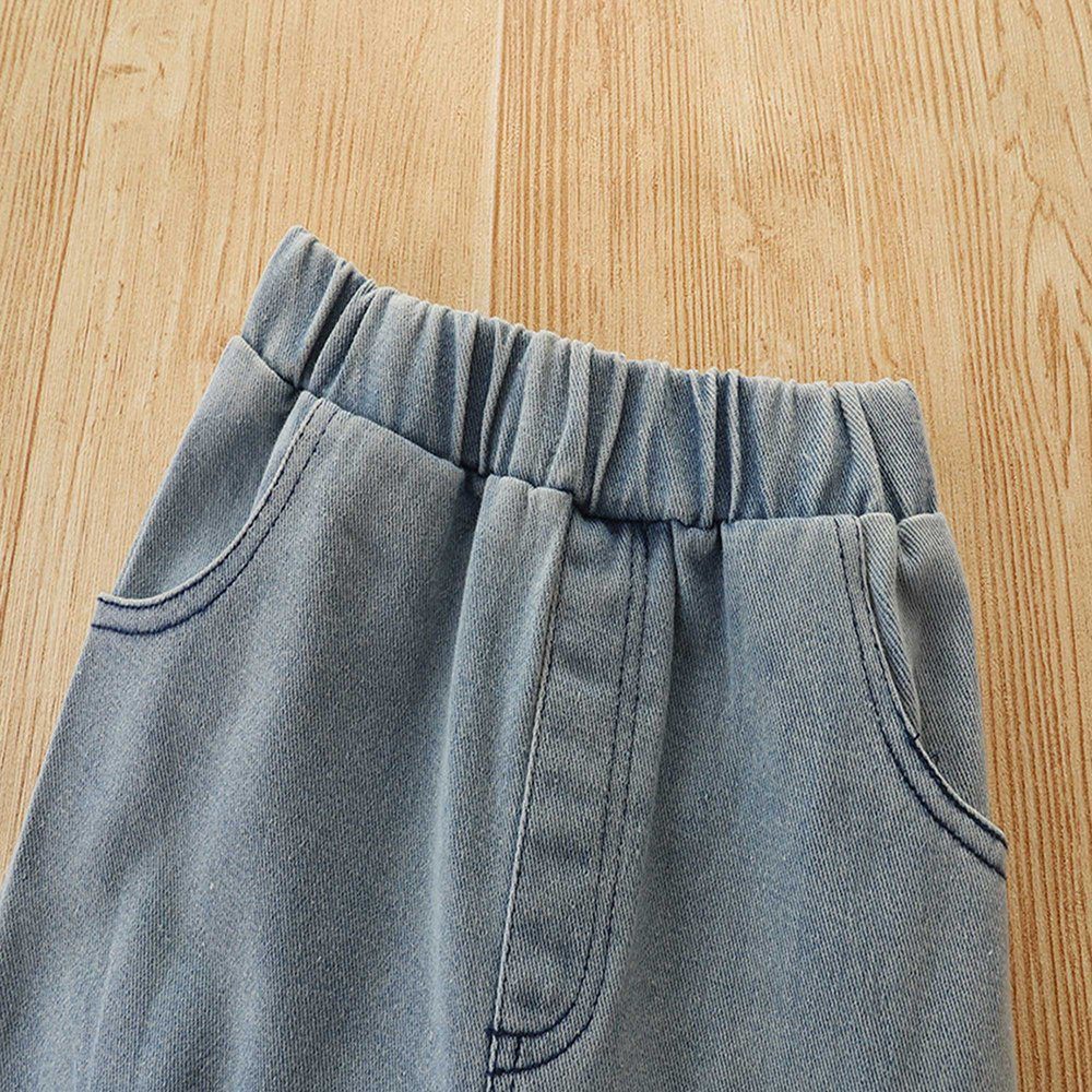 Kinder Mädchen (Gr. 50 - 92) LAPA Shirt & Hose LAPA Mädchenanzug, Spitzentop + Jeans