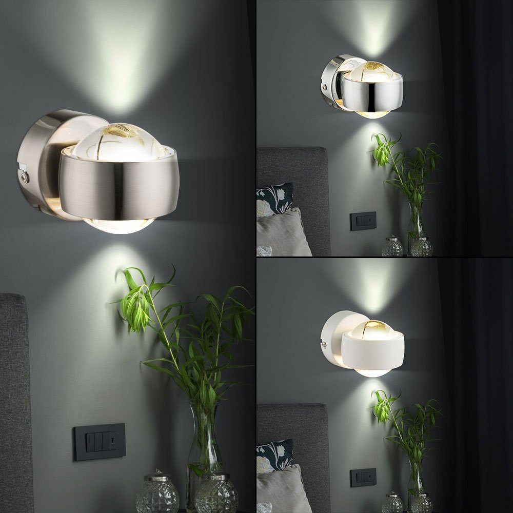 2 Leuchtmittel LED LED Warmweiß, Wandleuchte, Flammig Spotleuchte Spotlampe Chrom Wandleuchte inklusive, Wandlampe Globo