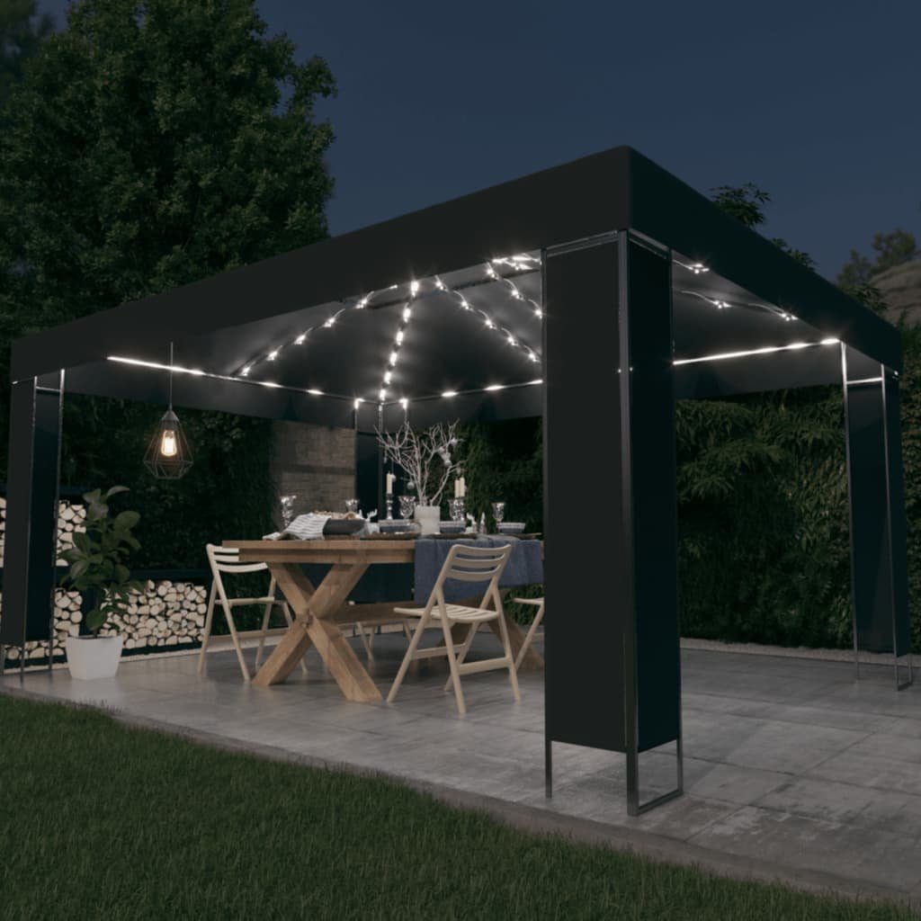vidaXL Partyzelt Pavillon mit LED-Lichterkette Anthrazit 3x4 m Anthrazit | Anthrazit