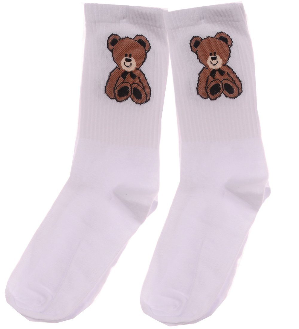 Socken 1 Paar socks weiße lustige Strümpfe mit Bären für Damen Herren Kinder