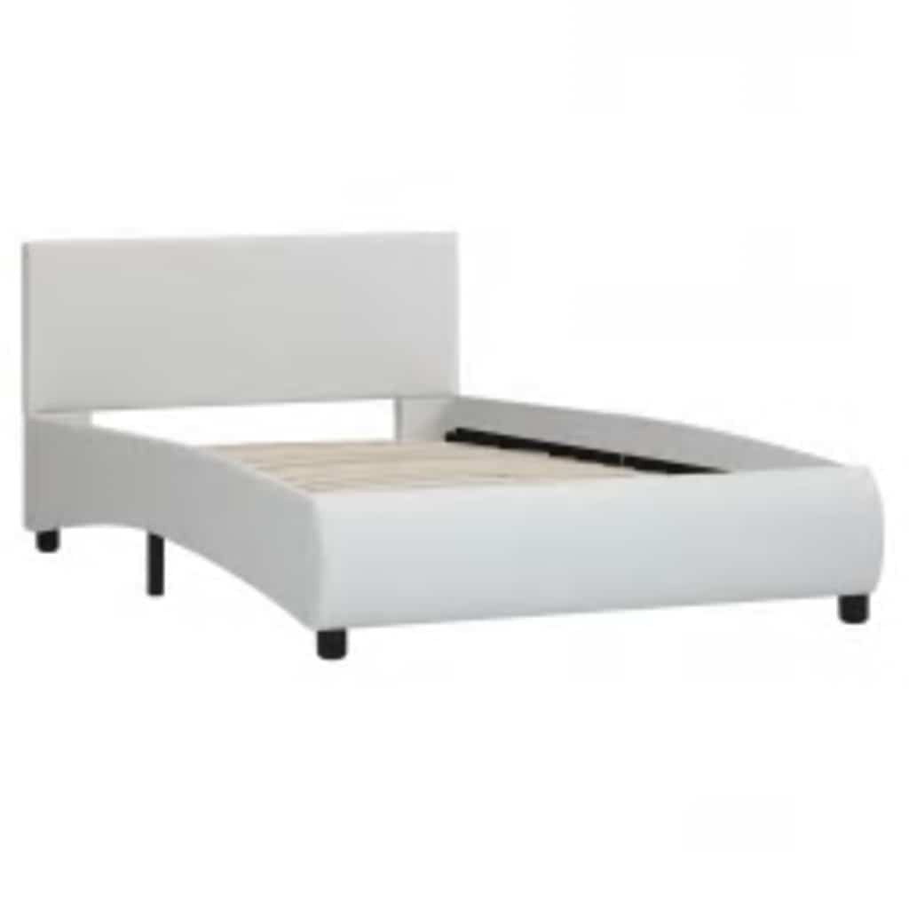 vidaXL Bett Bettgestell mit LED Weiß Kunstleder 90x200 cm günstig online kaufen