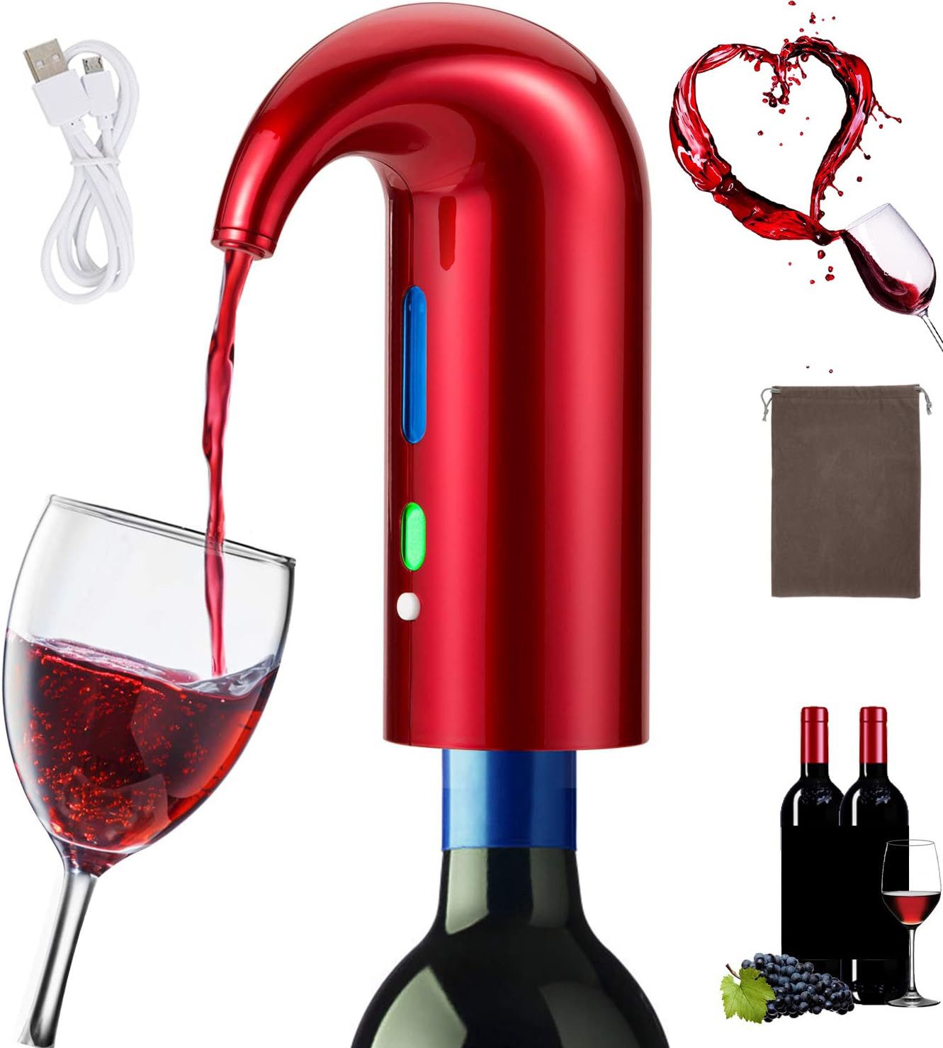 Dekantierausgießer Elektrischer dekanter Tragbarer Multi-intelligenter USB Weinbelüfter