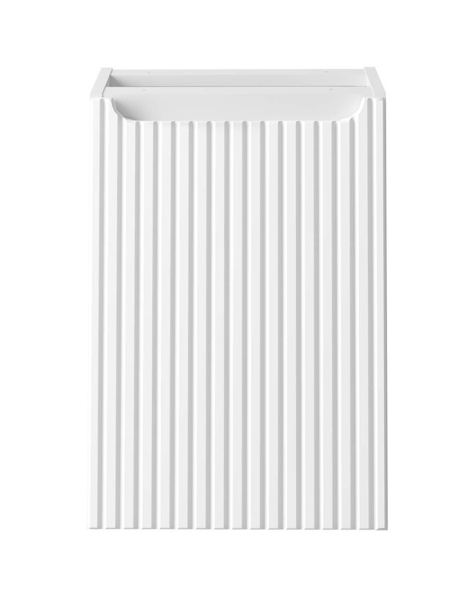 einfachgutemoebel Waschtisch-Set Badezimmer Seitenschrank ILUNA White 40cm, mit Wäschekorb, weiß, (Badmöbel Set, 1-St., Wäschschrank)