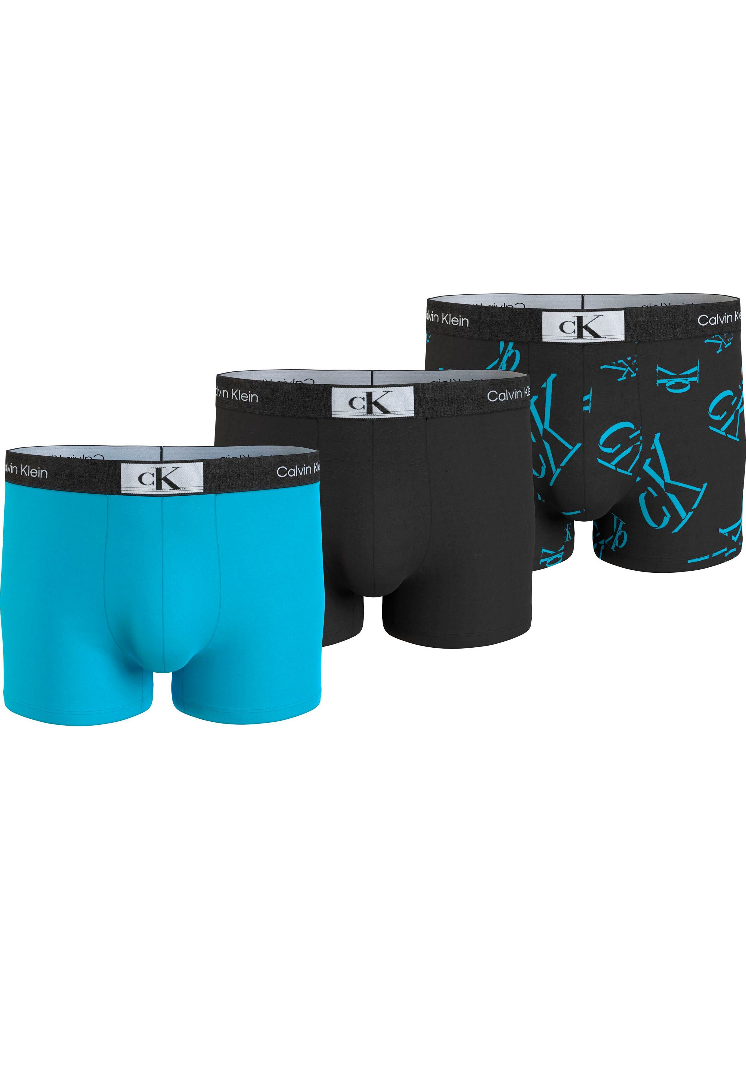 BCLR_BTN,_AUTH_GRY,_OTDF_BCLR_BTN 3PK Klein Calvin Trunk 3er-Pack) 3-St., Underwear (Packung, mit Logo-Elastikbund TRUNK
