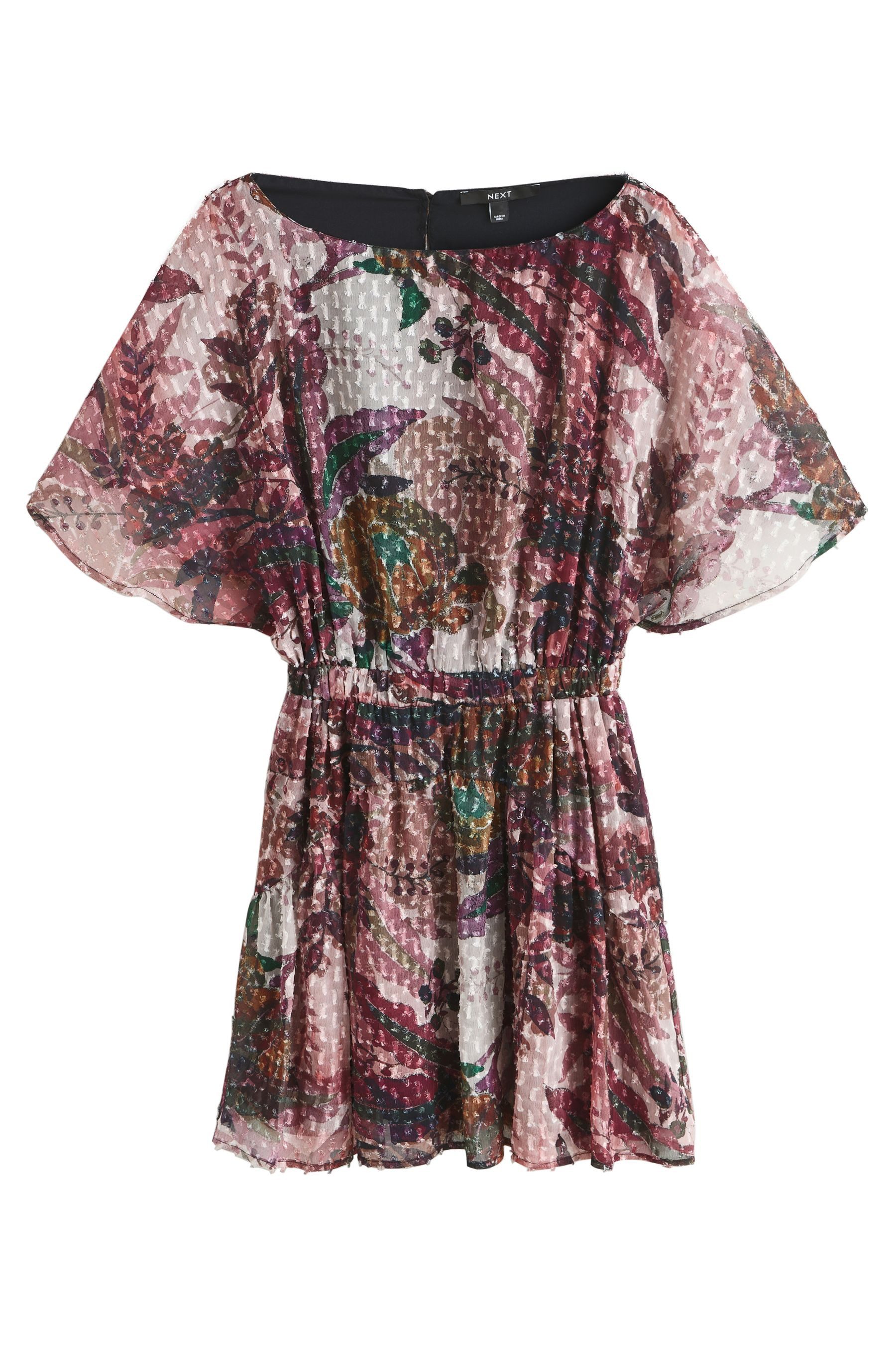 Minikleid Tailliertes Minikleid mit Kimono-Ärmel