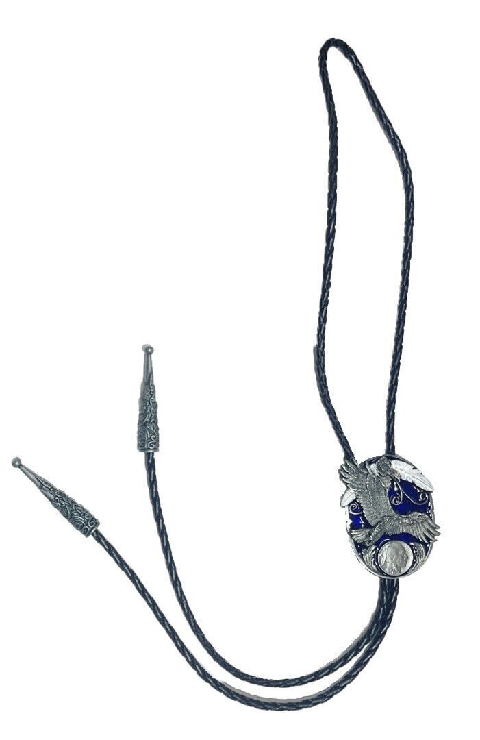 Westernlifestyle Krawatte Fliegender Adler Federn Liberty Coin Bolo Tie Westernkrawatte