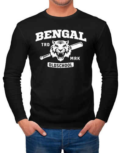Neverless Longsleeve Herren Longsleeve Bengal Tiger Baseball Sport USA Langarm-Shirt Fashion Streetstyle Neverless® mit Print