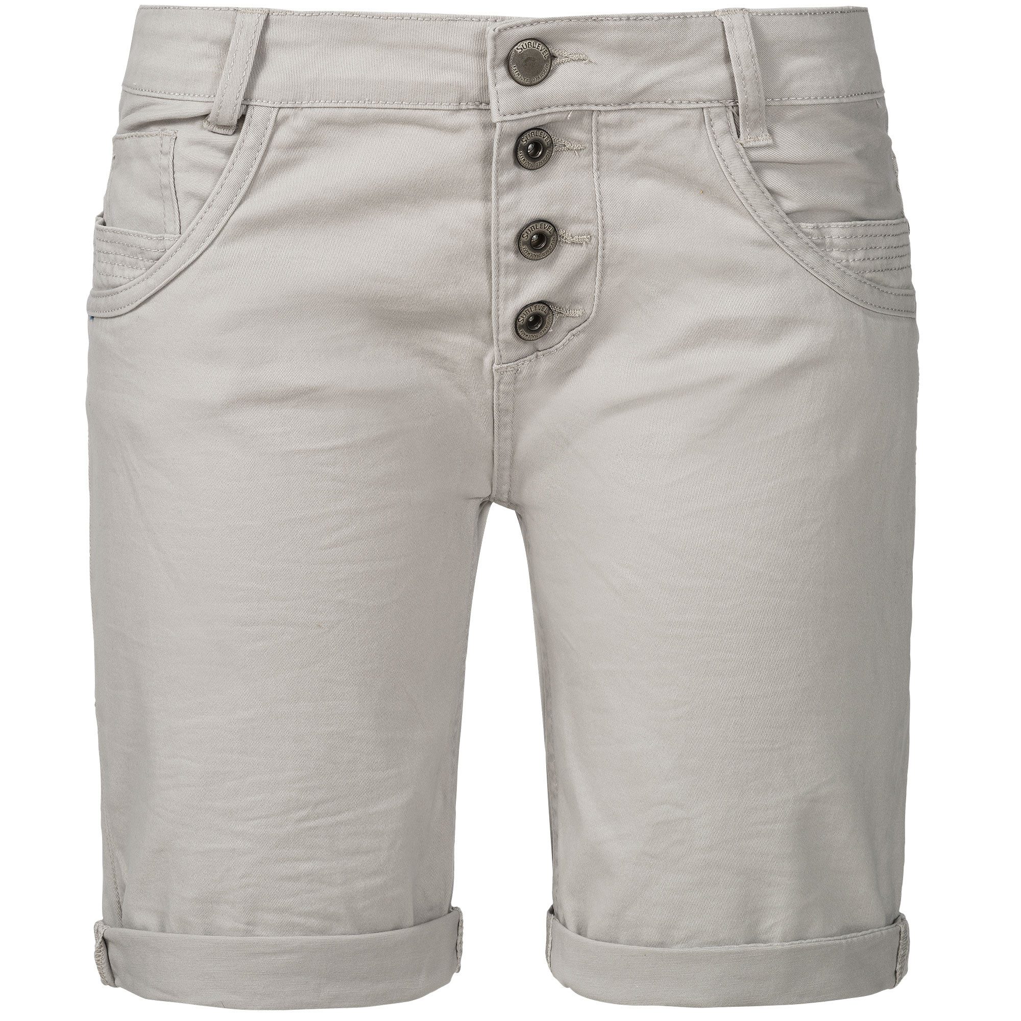 SUBLEVEL Shorts Damen Bermudas kurze Hose Baumwolle Jeans Sommer Chino Stoff Elastisch, Flex, Bequem