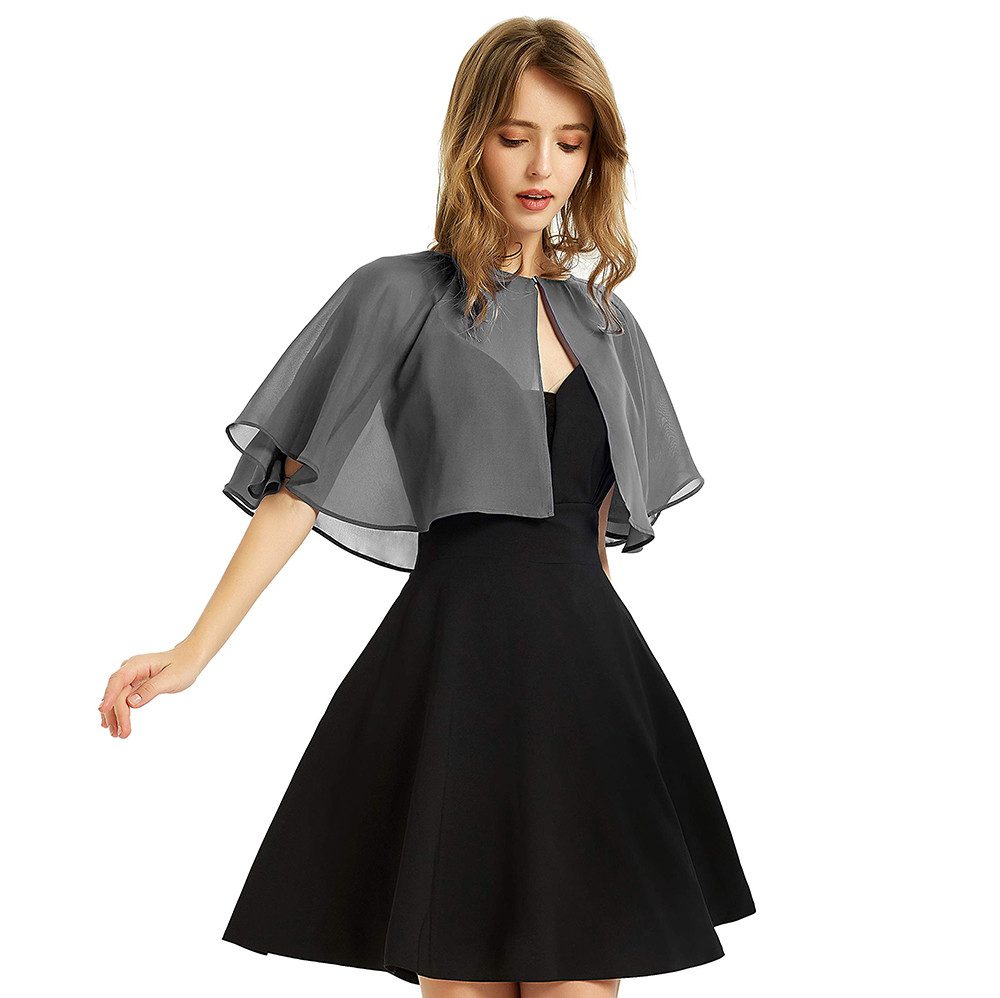 Zaewry Bolero Damen-Bolero aus Chiffon,Halbarm, kurzes Abendkleid-Schal Schal, Hochzeit, Cape, Bolero, Chiffon Coverup,Sommer Strickjacke