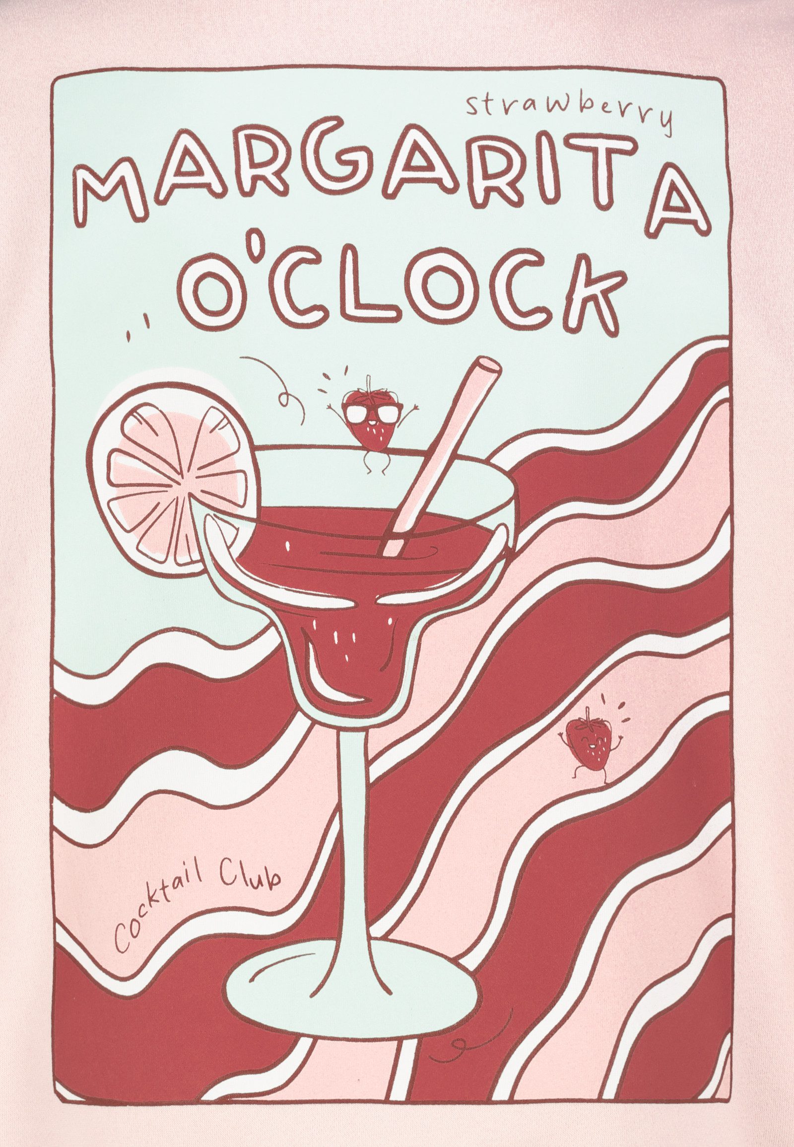 SUBLEVEL Hoodie mit Margarita O'Clock Aufdruck, Kängurutasche Sweat Motiv