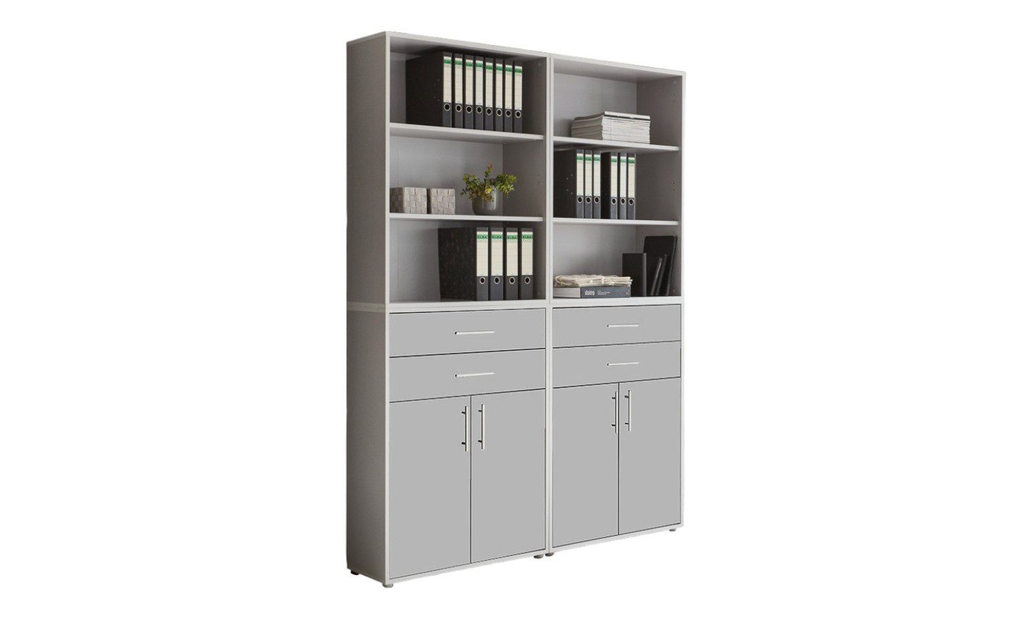 BMG Möbel Aktenschrank Office Edition (Set 20, Büroschrank mit Metallgriffen, 4 teilig) mit Schubladen, Gesamtmaß (B/H/T) 84,1 x 227,2 x 33 cm
