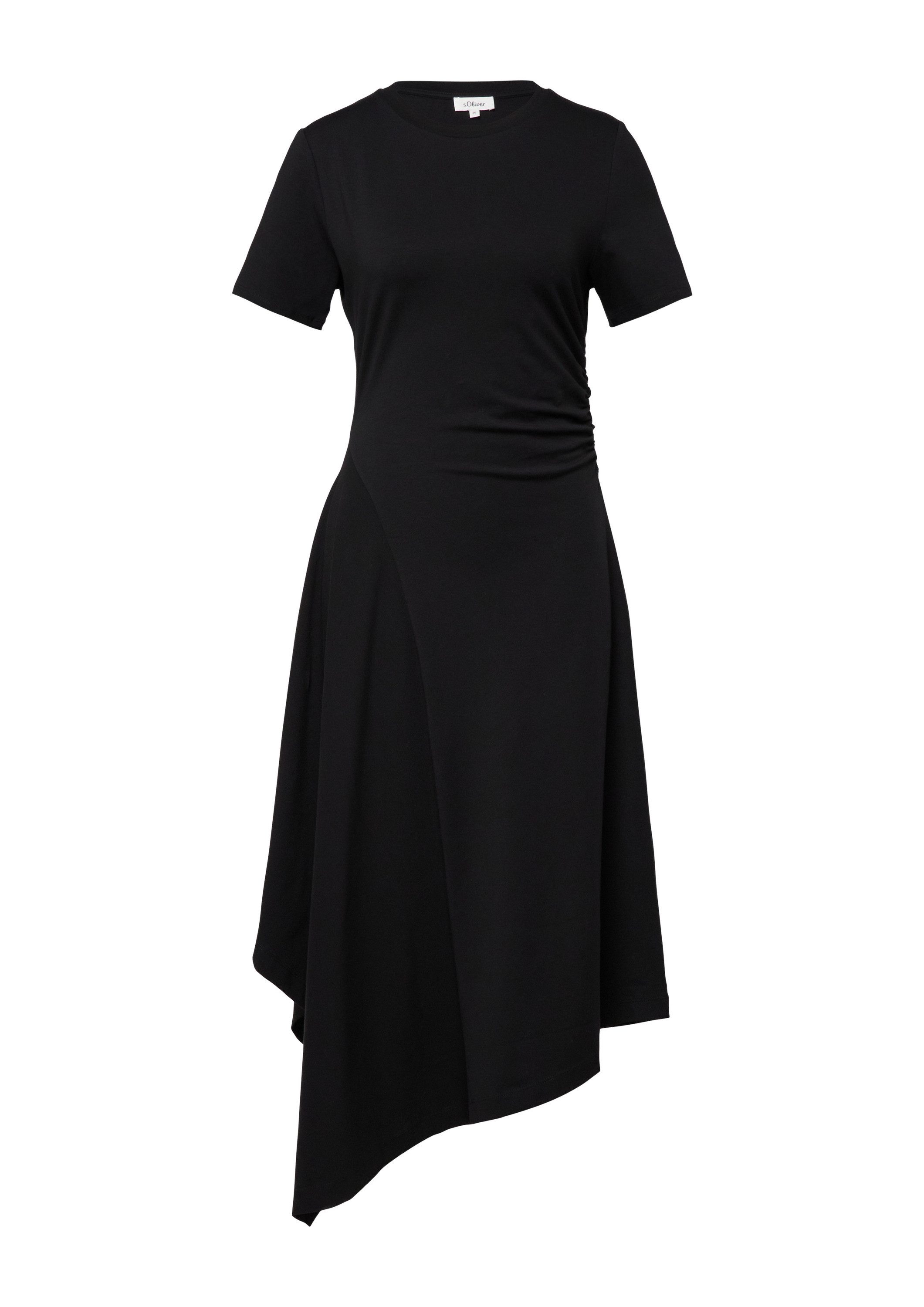 s.Oliver Midikleid Kleid Asymmetrisches Jerseykleid mit Raffung