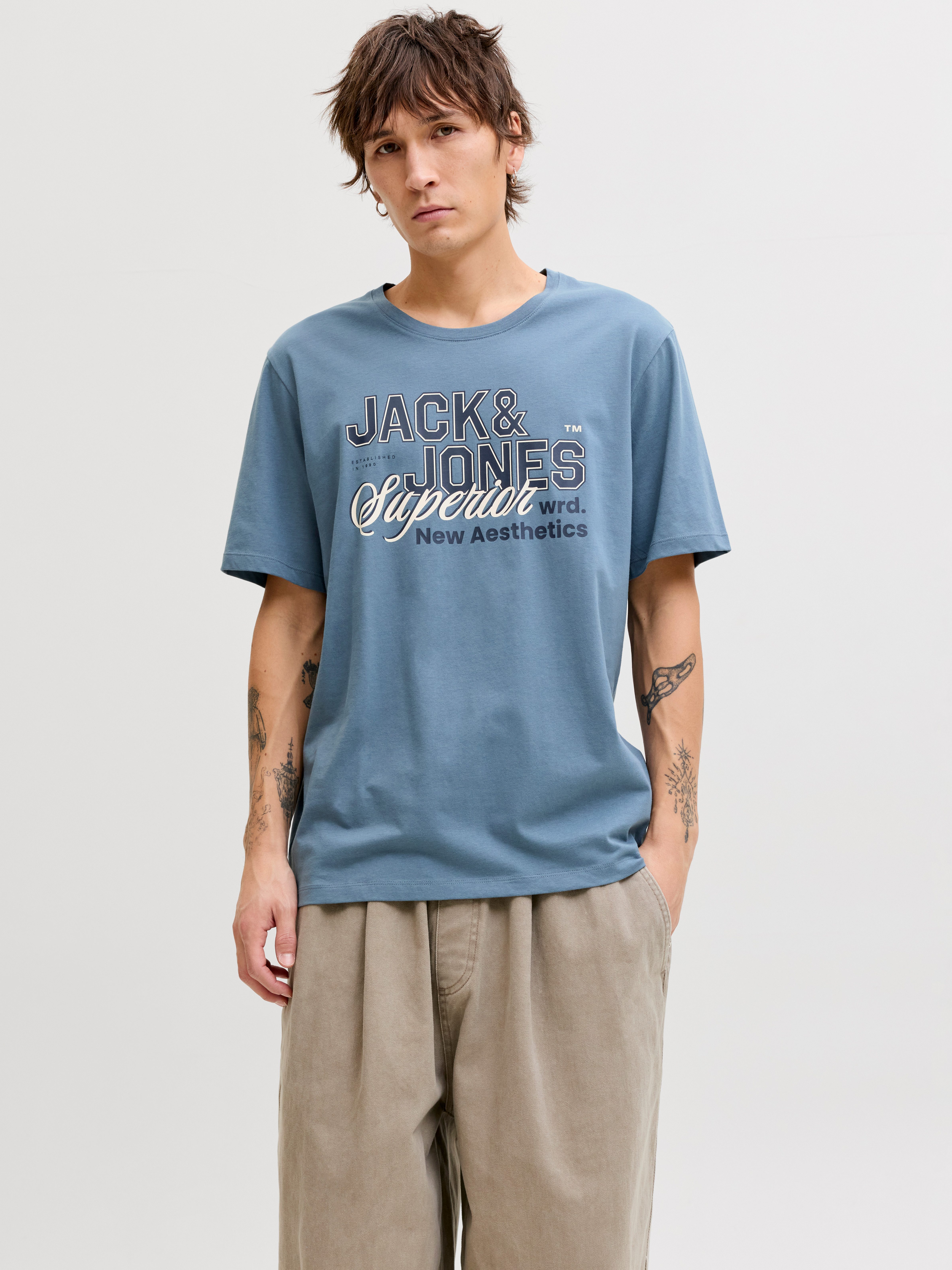 Jack & Jones Rundhalsshirt JJELOGO TEE SS O-NECK 2 COL SS26 SN mit Grafikprint