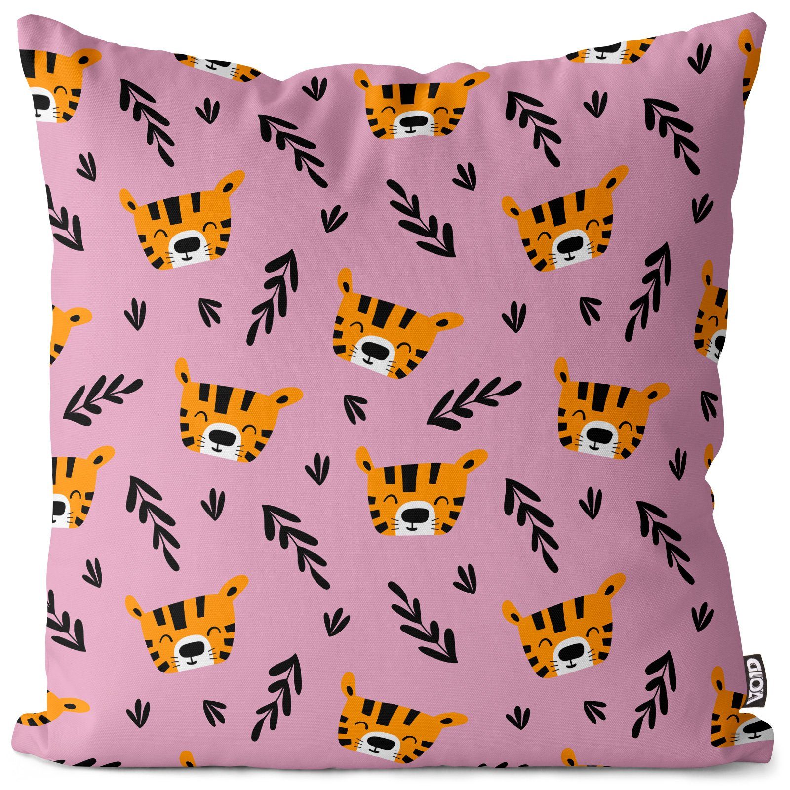 Kissenbezug, VOID (1 Stück), Sofa-Kissen Kleiner Tiger rosa Kissenbezug Dschungel Kinder Katze Afrika Urwald Zoo Baby Af
