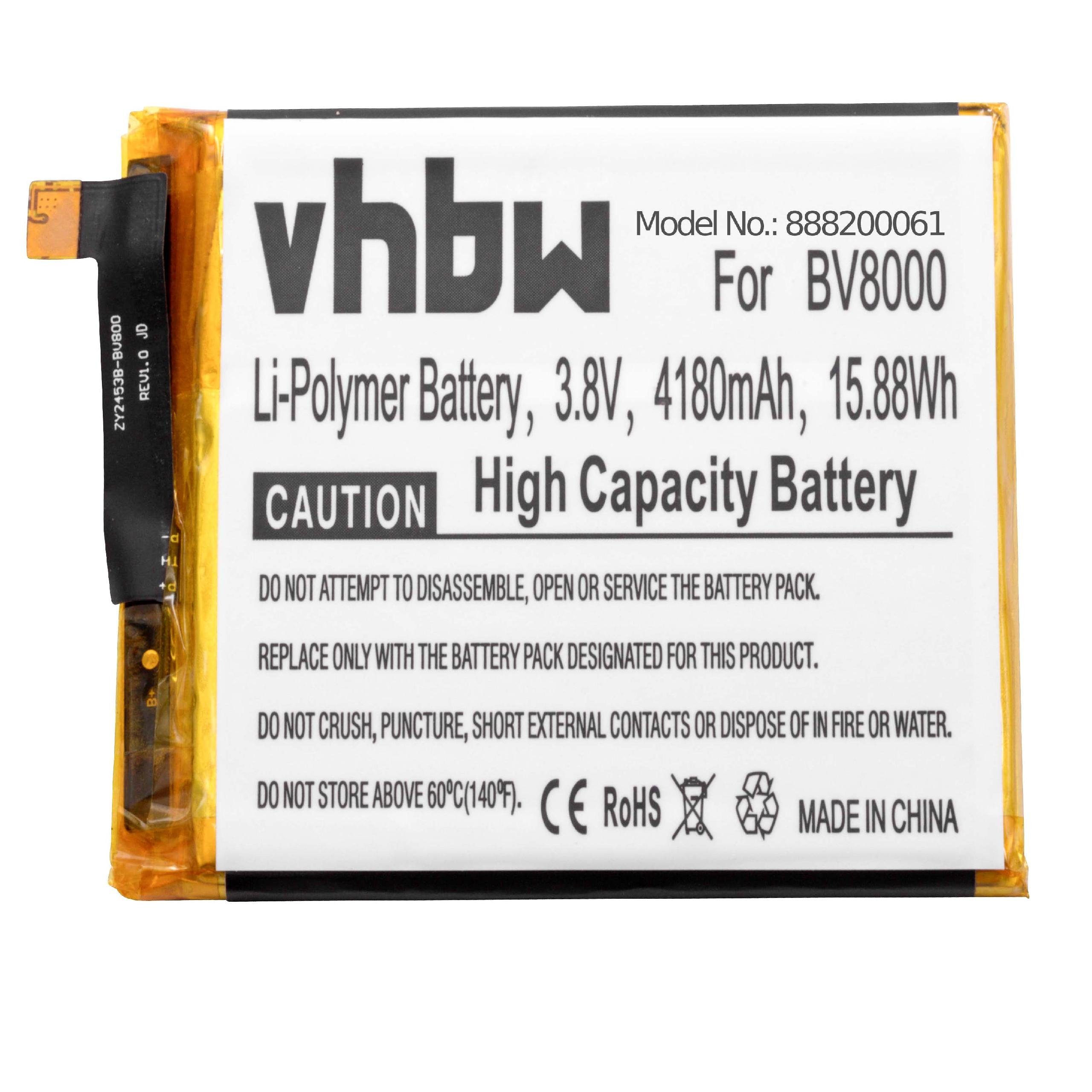 vhbw kompatibel mit Blackview BV8000, BV8000 Pro Smartphone-Akku Li-Polymer 4180 mAh (3,8 V)