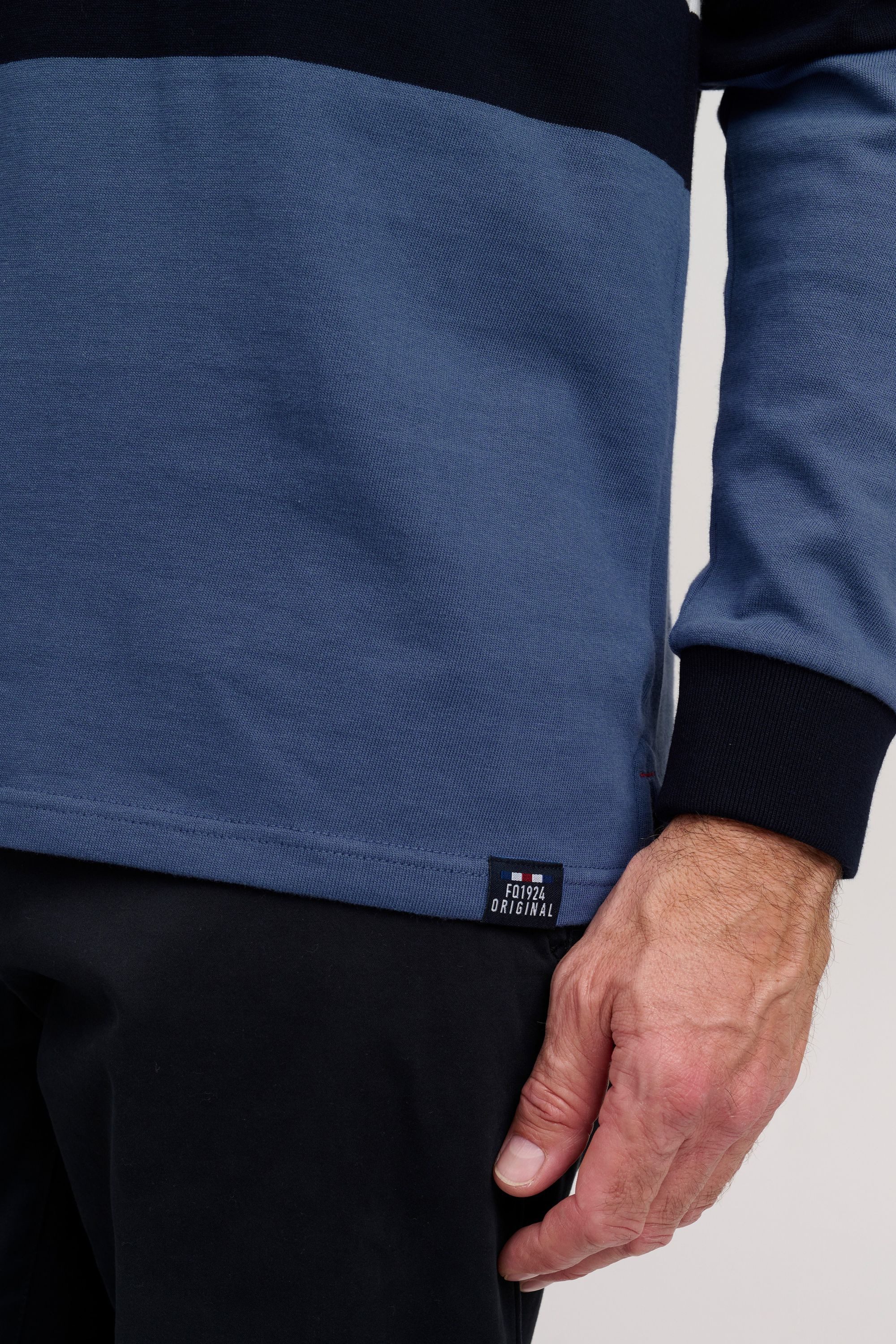 FQ1924 Langarm-Poloshirt FQMikkael Modisches Langarmshirt mit Streifen-Muster