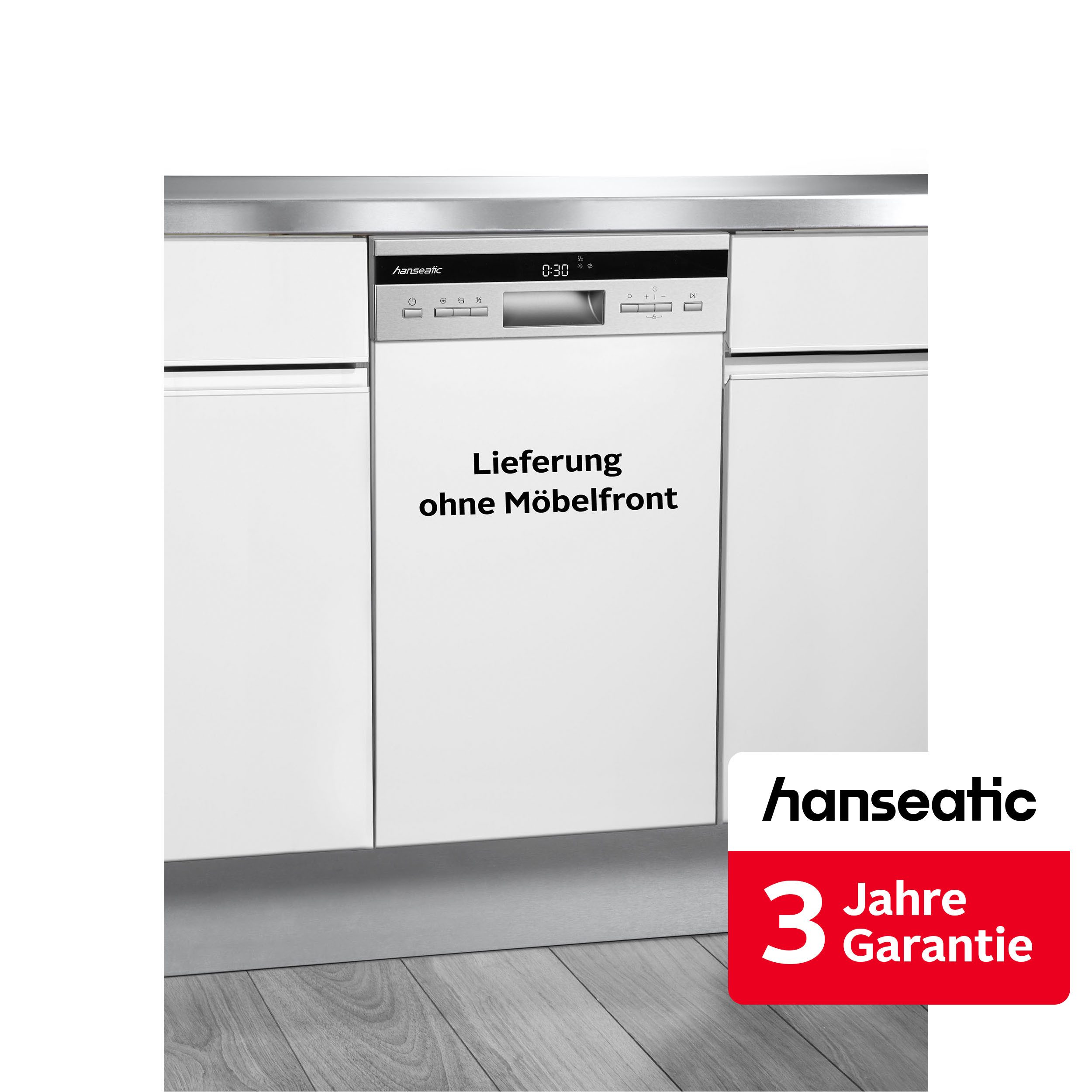 Hanseatic teilintegrierbarer Geschirrspüler HGTI4582D10J7736ES, 10 Maßgedecke, inkl. 3 Jahre Herstellergarantie