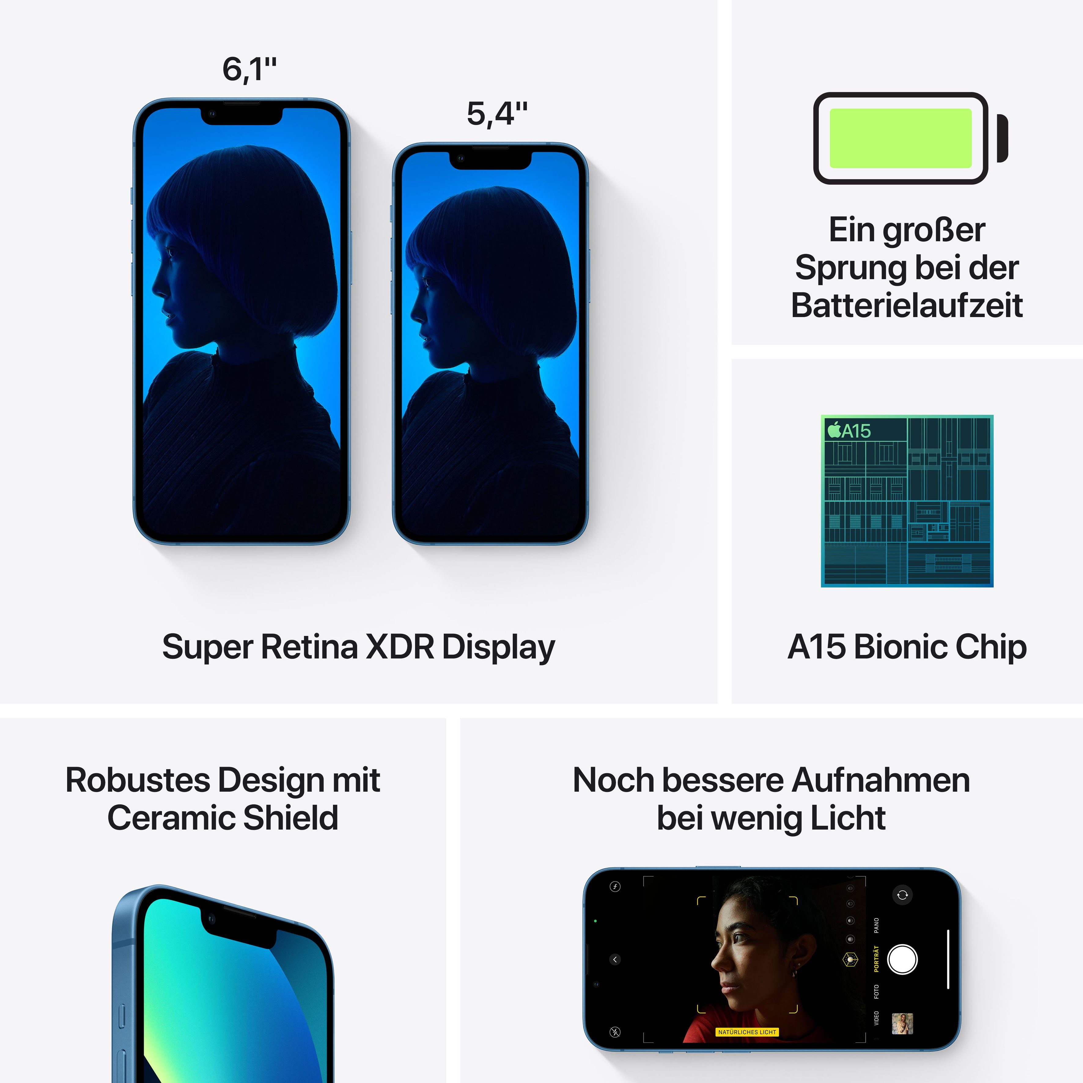 Apple iPhone 13 Smartphone 12 Speicherplatz, MP Kamera) Zoll, GB 256 Blue cm/6,1 (15,4