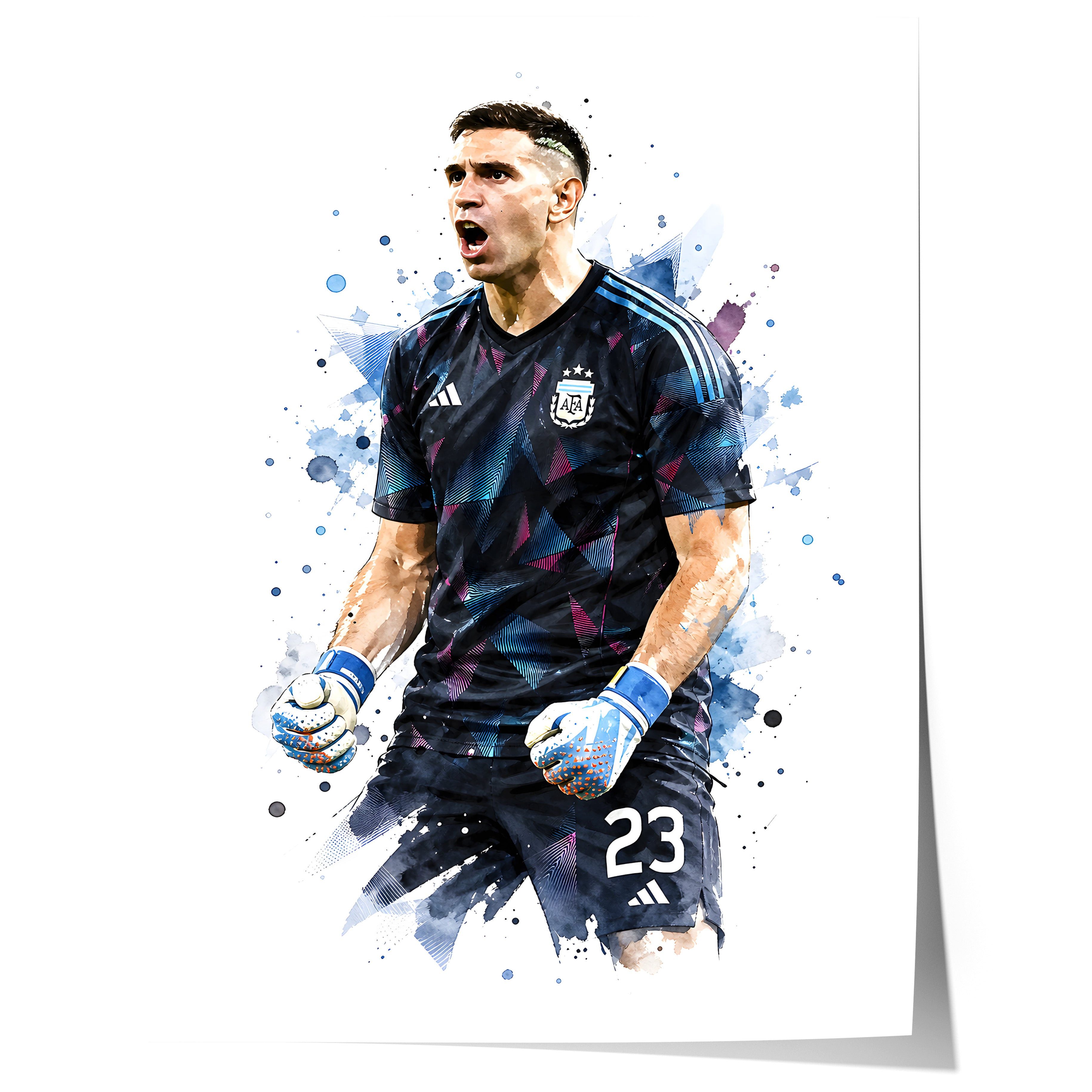 JUSTGOODMOOD Poster Argentinien Fußball Geschenkidee Aquarell Sport Wandbild Deko Print oh, (1 St)