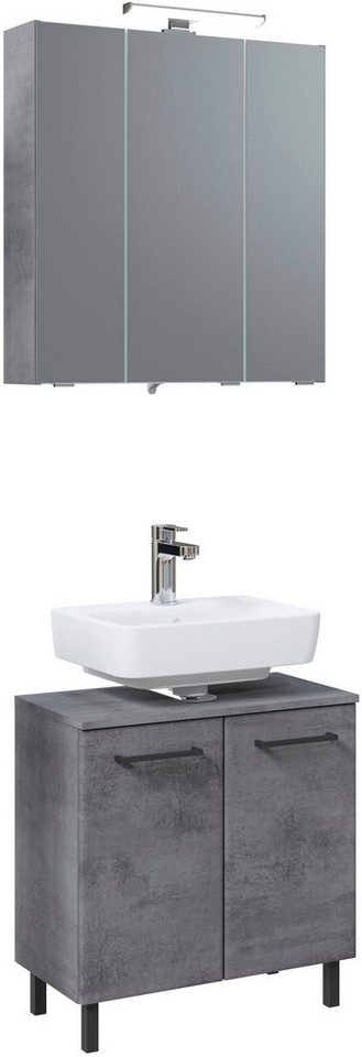 PELIPAL Badmöbel-Set Quickset 945, (2-St), Waschbeckenunterschrank,  Spiegelschrank, 2 x Griff kurz, 2 x Fuß-Set