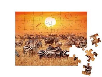 puzzleYOU Puzzle Zebras und Antilopen in der afrikanischen Savanne, 48 Puzzleteile, puzzleYOU-Kollektionen Safari