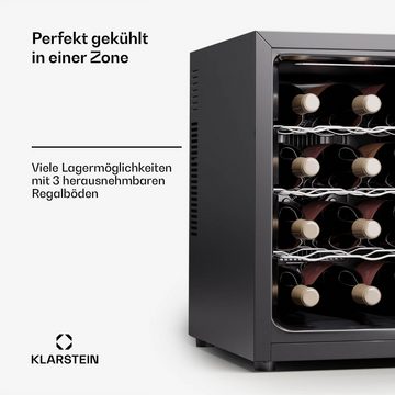 Klarstein Weinkühlschrank Silent Vino 12 Uno, für 12 Standardflaschen á 0,75l,Wein Flaschenkühlschrank Weintemperierschrank Weinschrank Kühlschrank