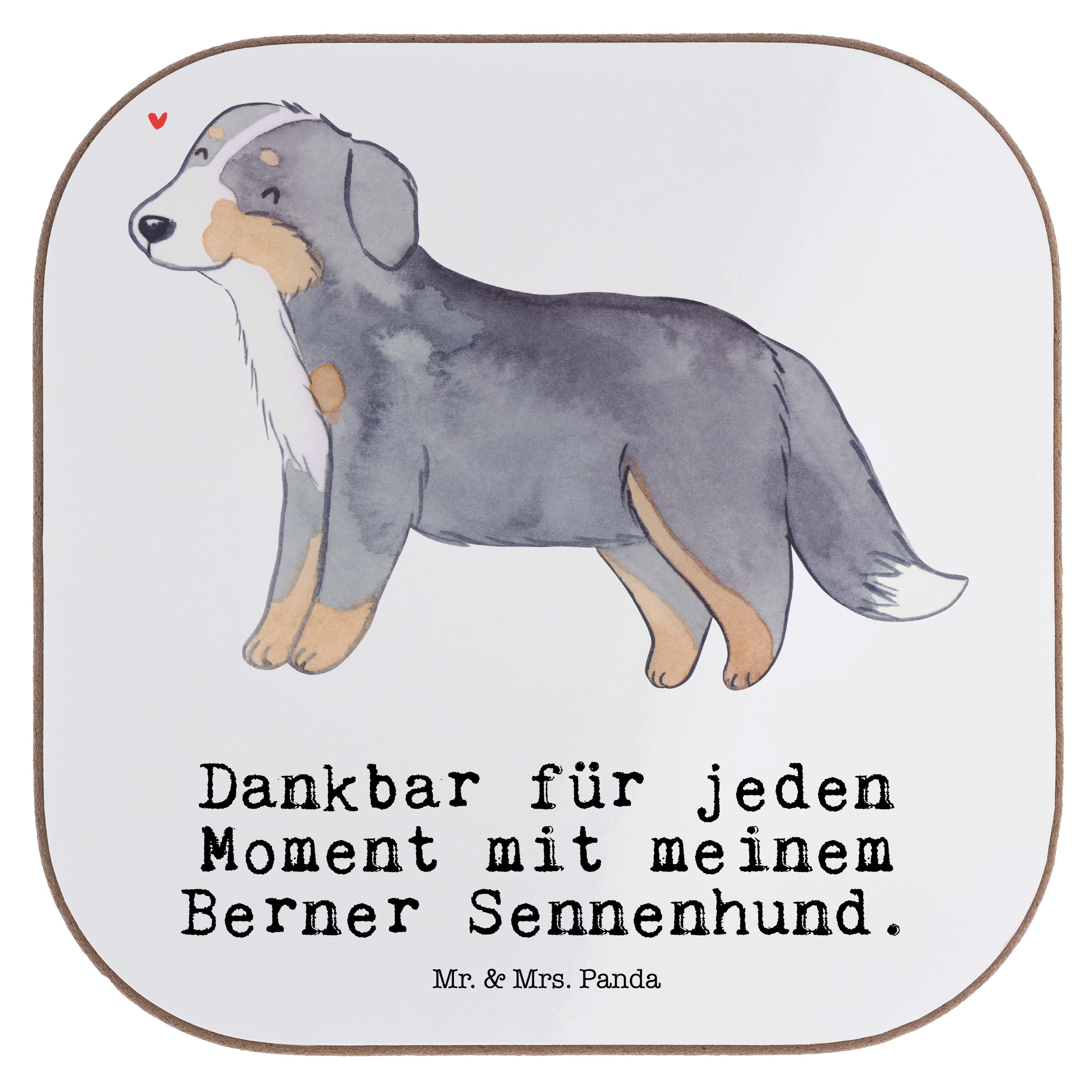 Mr. & Mrs. Panda Getränkeuntersetzer Berner Sennenhund Moment - Weiß - Geschenk, Bierdeckel, Dürrbächler, 1-tlg.