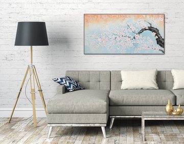 KUNSTLOFT Gemälde Blühender Anfang 120x60 cm, Leinwandbild 100% HANDGEMALT Wandbild Wohnzimmer