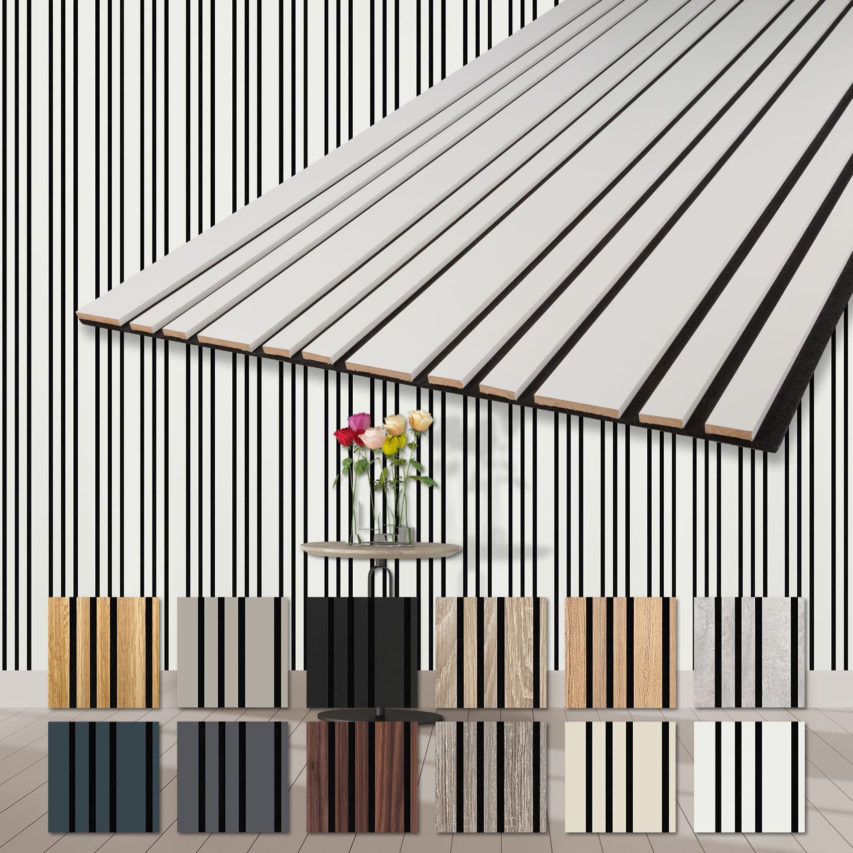 Hexim Wandpaneel, (Akustikpaneele 4 Stück 278x60cm Holz Mila - flexible Hol günstig online kaufen