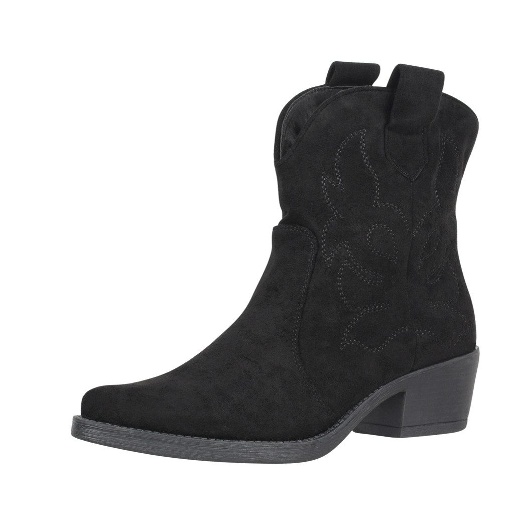 Elara Damen Western Boots mit Stickerei, Blockabsatz und Zugschlaufen Cowboystiefel