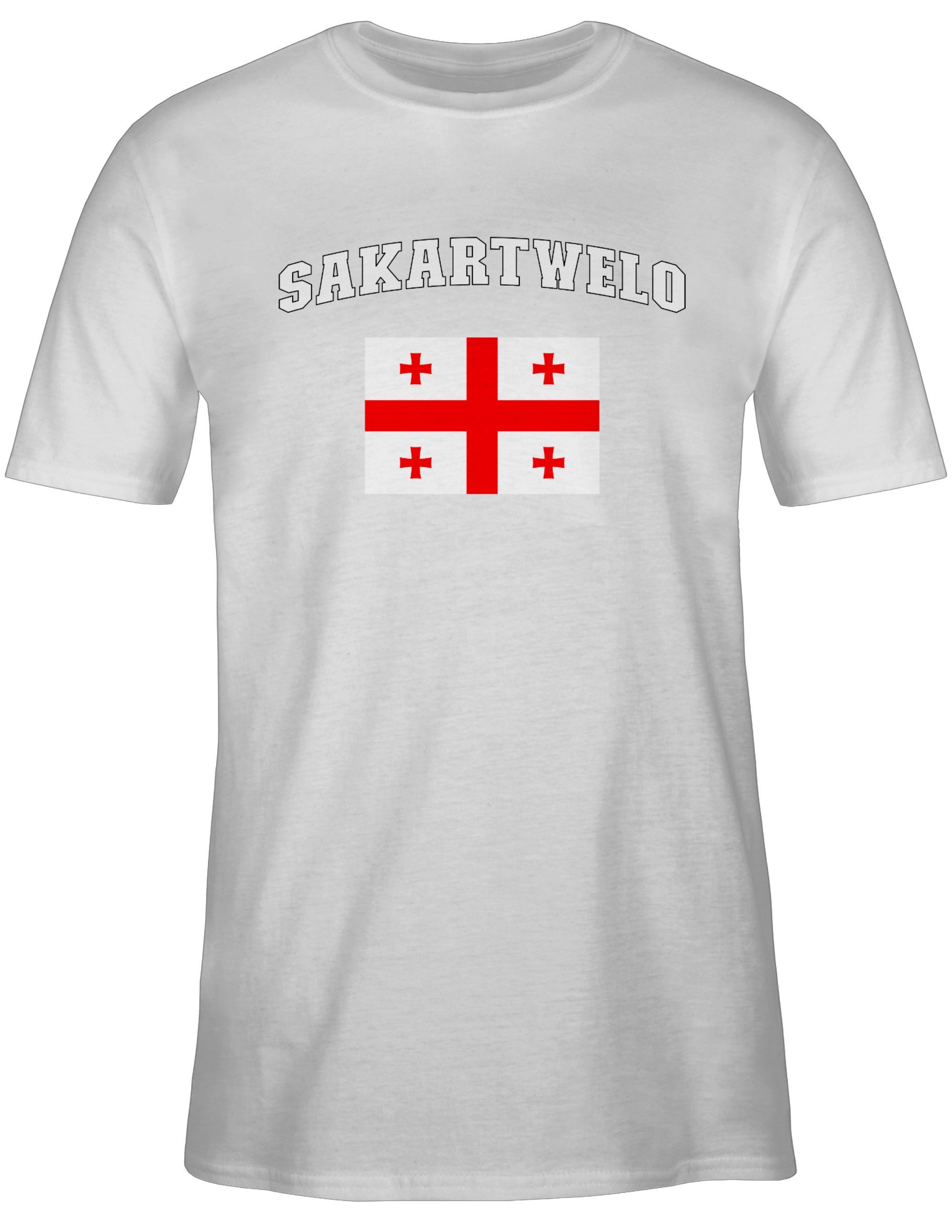 Shirtracer T-Shirt Sakartwelo Schriftzug mit Flagge, Sakartvelo, Georgia, G günstig online kaufen