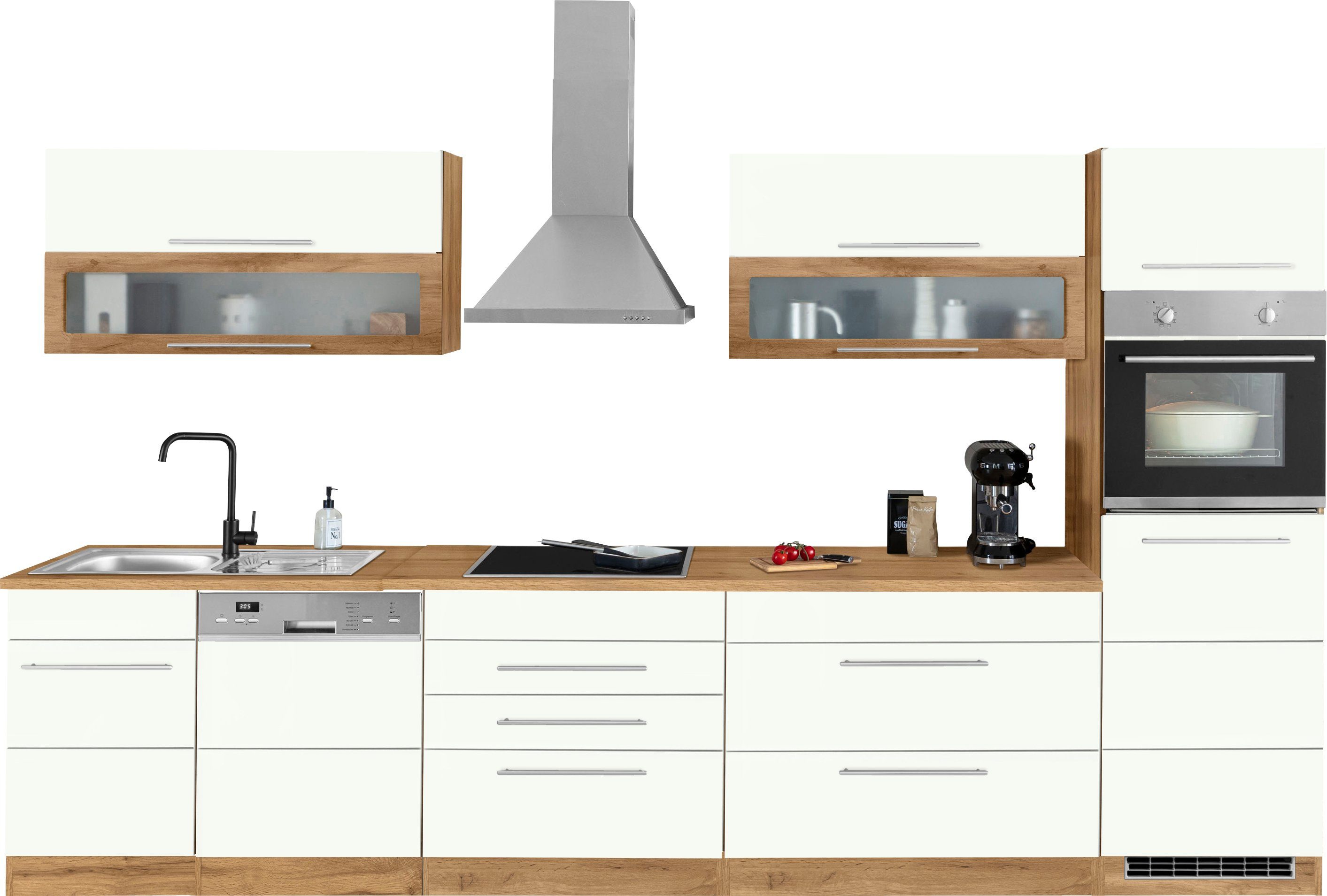 HELD MÖBEL Küchenzeile Wien, Breite 350 cm, wahlweise mit E-Geräten und Induktion