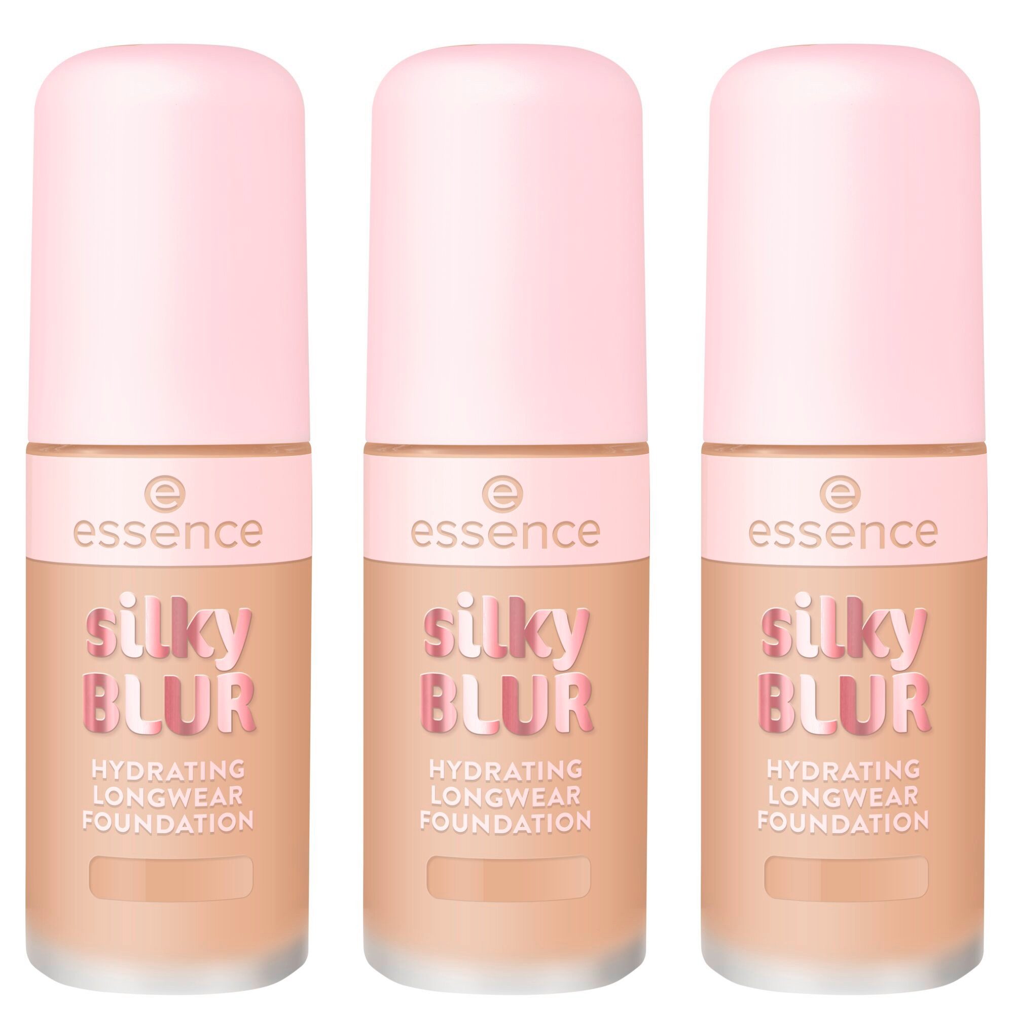 Essence Foundation SILKY BLUR HYDRATING LONGWEAR FOUNDATION, 3-tlg.