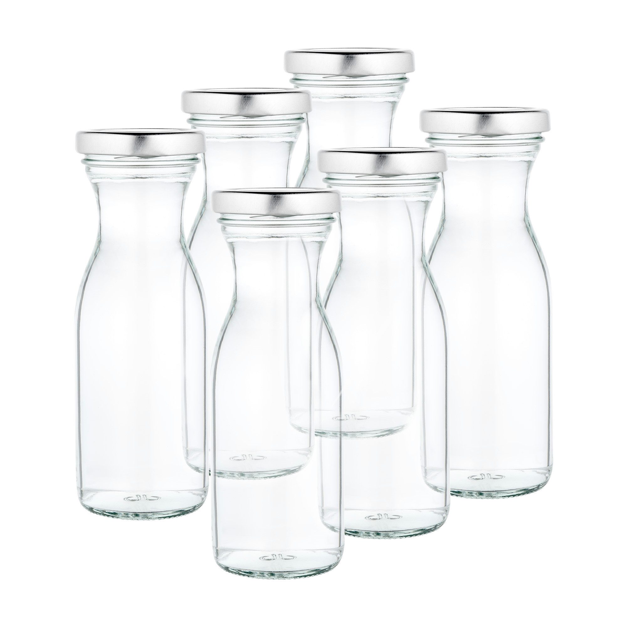 MamboCat Vorratsglas 6er Set Weithalsflasche Karaffe 250 ml + To 53 Deckel silber, Glas – Bild 2 von 5