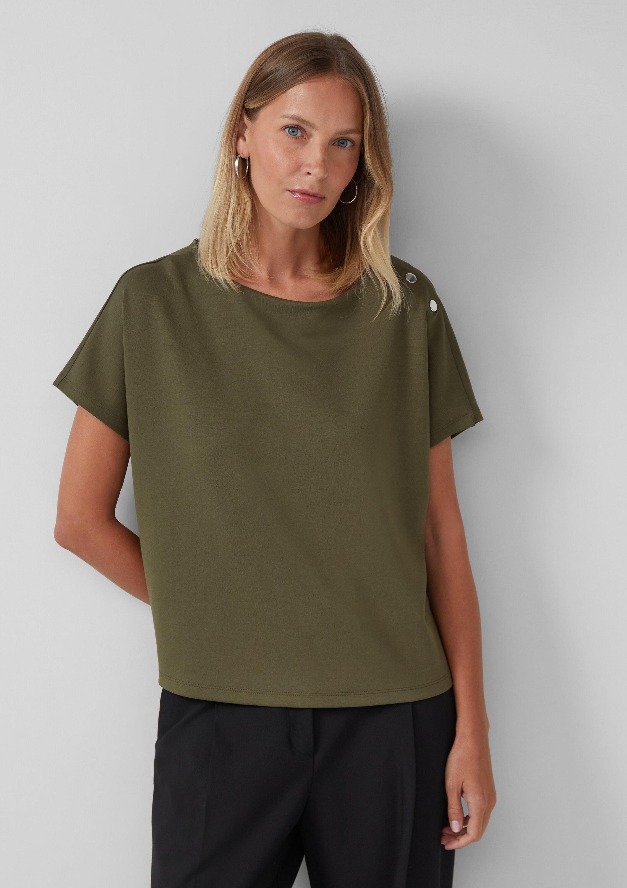 s.Oliver Kurzarmshirt T-Shirt Elastisches Jersey-Shirt mit dekorativer Knop günstig online kaufen