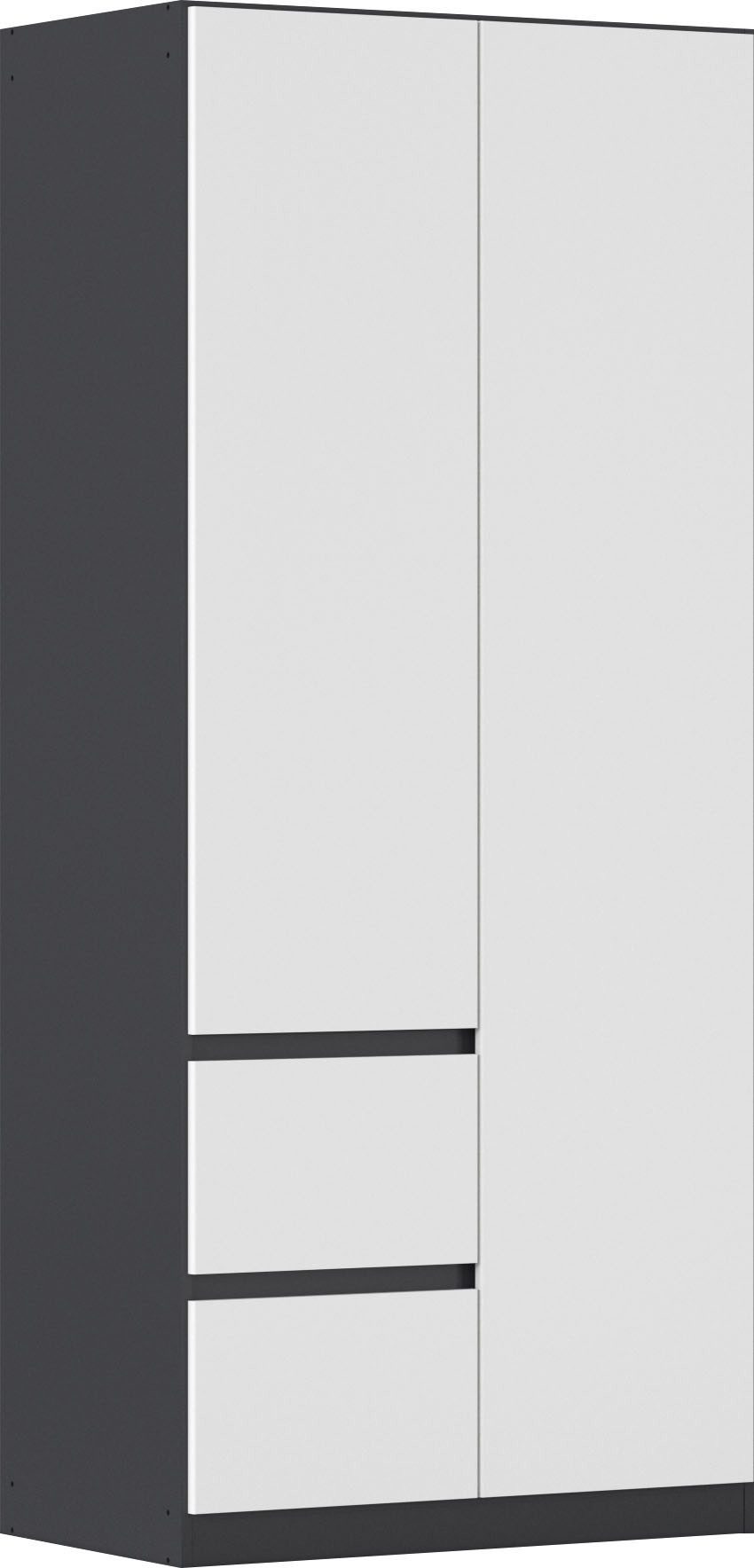 rauch Drehtürenschrank Mehrzweckschrank Aktenschrank Mietswohnung Garderobe MAINZ 91cm breit (3 verschiedene Ausstattungen BASIC/CLASSIC/PREMIUM (inkl. SOFT-CLOSE) grifflose Front, Türen mit Push-to-Open Funktion MADE IN GERMANY