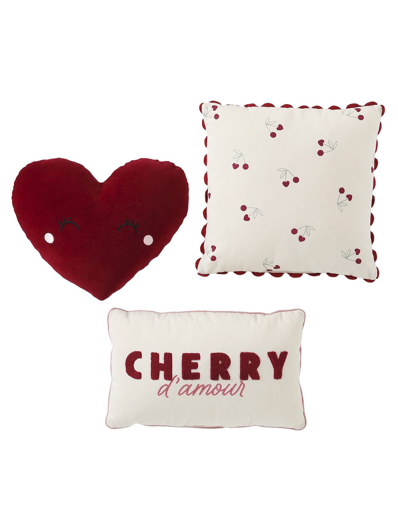 vertbaudet Dekokissen 3er-Set Kinderzimmer Kissen CHERRY günstig online kaufen