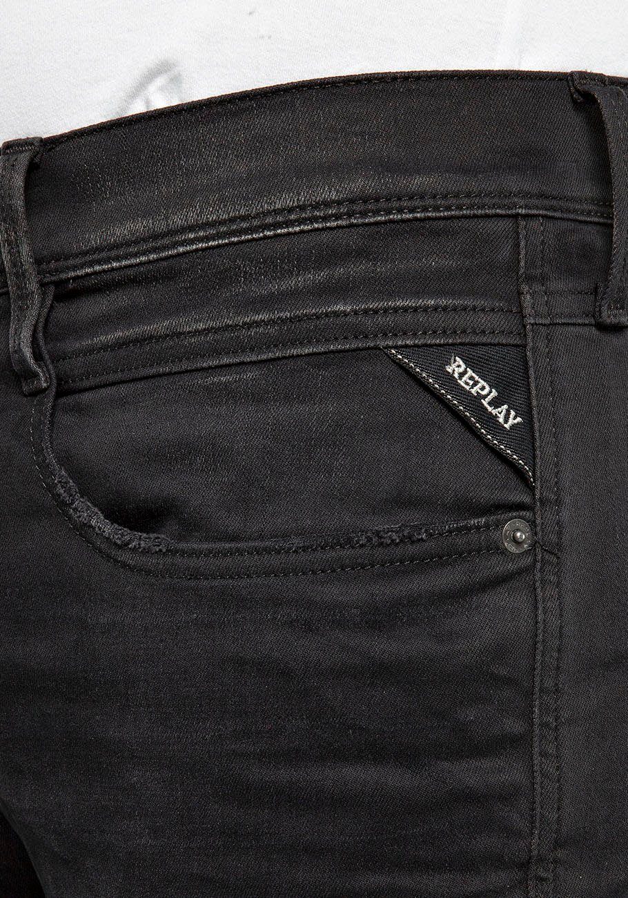 Slim-fit-Jeans Replay HYPERFLEX BIO black ANBASS