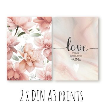 homestyle-accessoires Poster Bilder Set LOVE MAKES OUR HOUSE A HOME A3/A4/A5 Prints, (10 St), Ohne Bilderrahmen