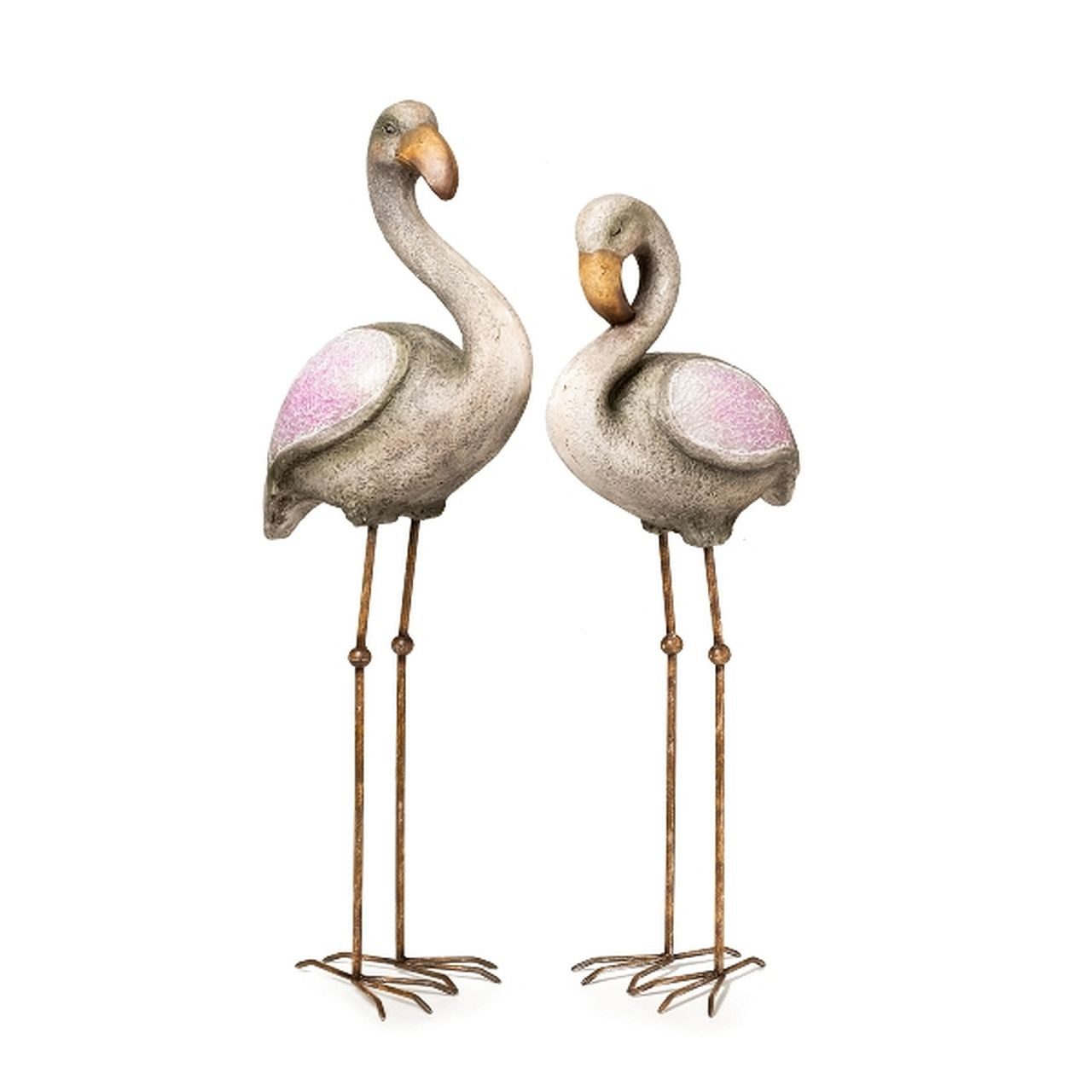 Dragimex Gartenfigur Flamingo Deko 2er Set pink Mosaik – Gartenfigur wetterfest 75 cm