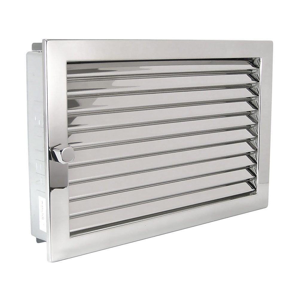 CB-TEC Lüftungsgitter Warmluftgitter WG 3523 ESG Edelstahl Hochglanz 350 x 230 Abluftgitter, Regulierbare Edelstahl Lamellen