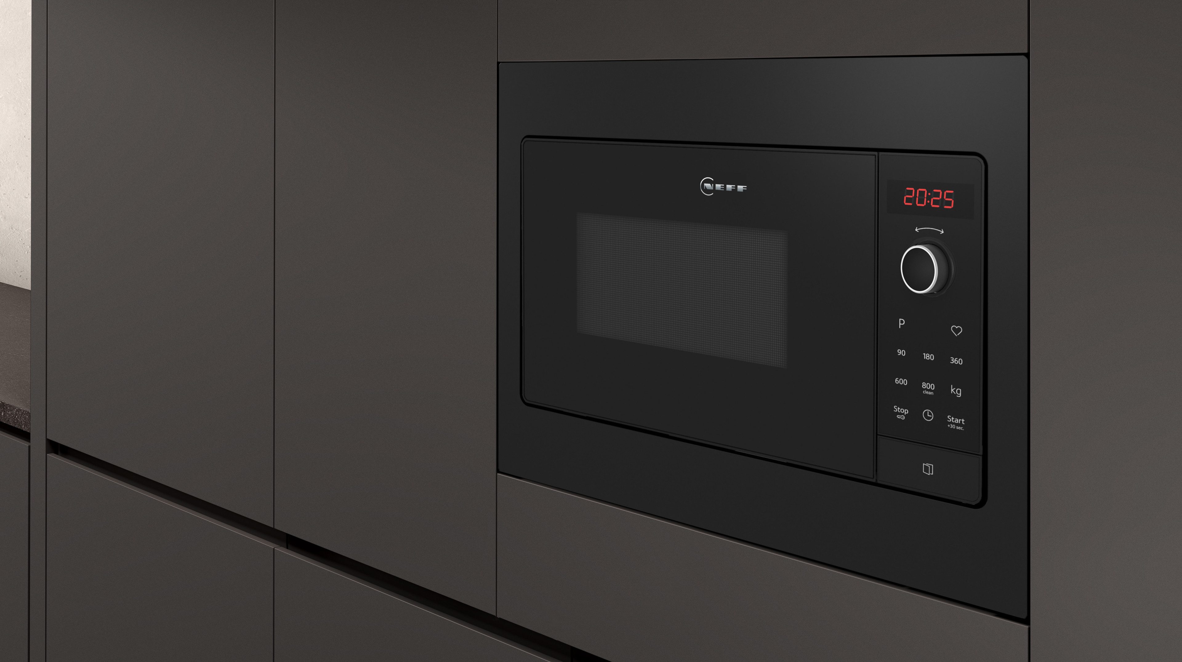 NEFF Einbau-Mikrowelle HLAWG25S3, Mikrowelle, 20 l, 38 cm hohe, 50 cm breite Einbau-Mikrowelle mit LED-Display