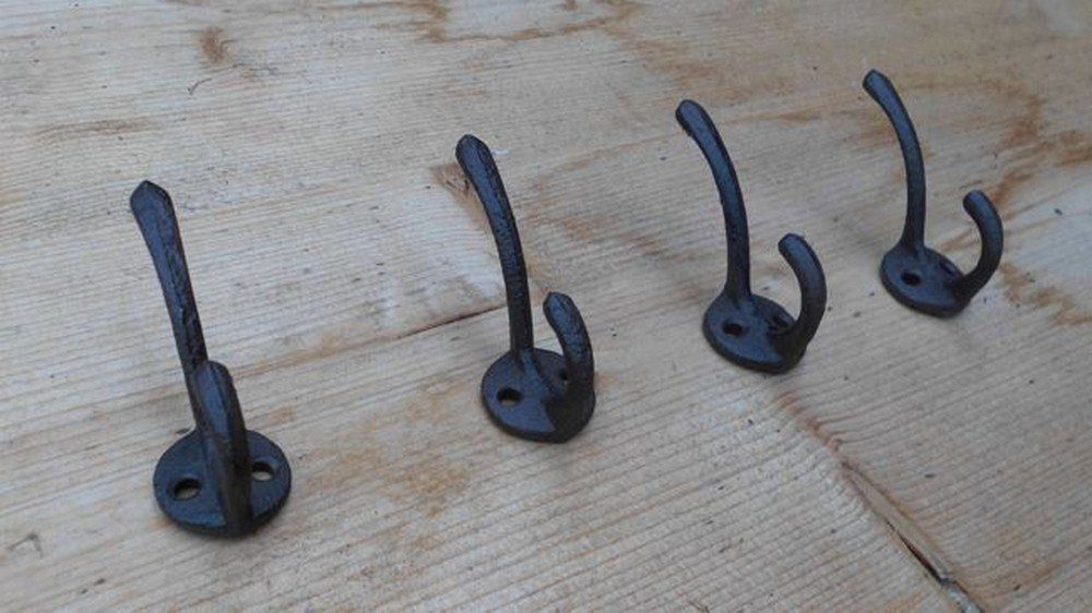 Deko-Impression Wandhaken Doppelhaken 4er Set Gusseisen Wandhaken Landhausstil, (4-St)