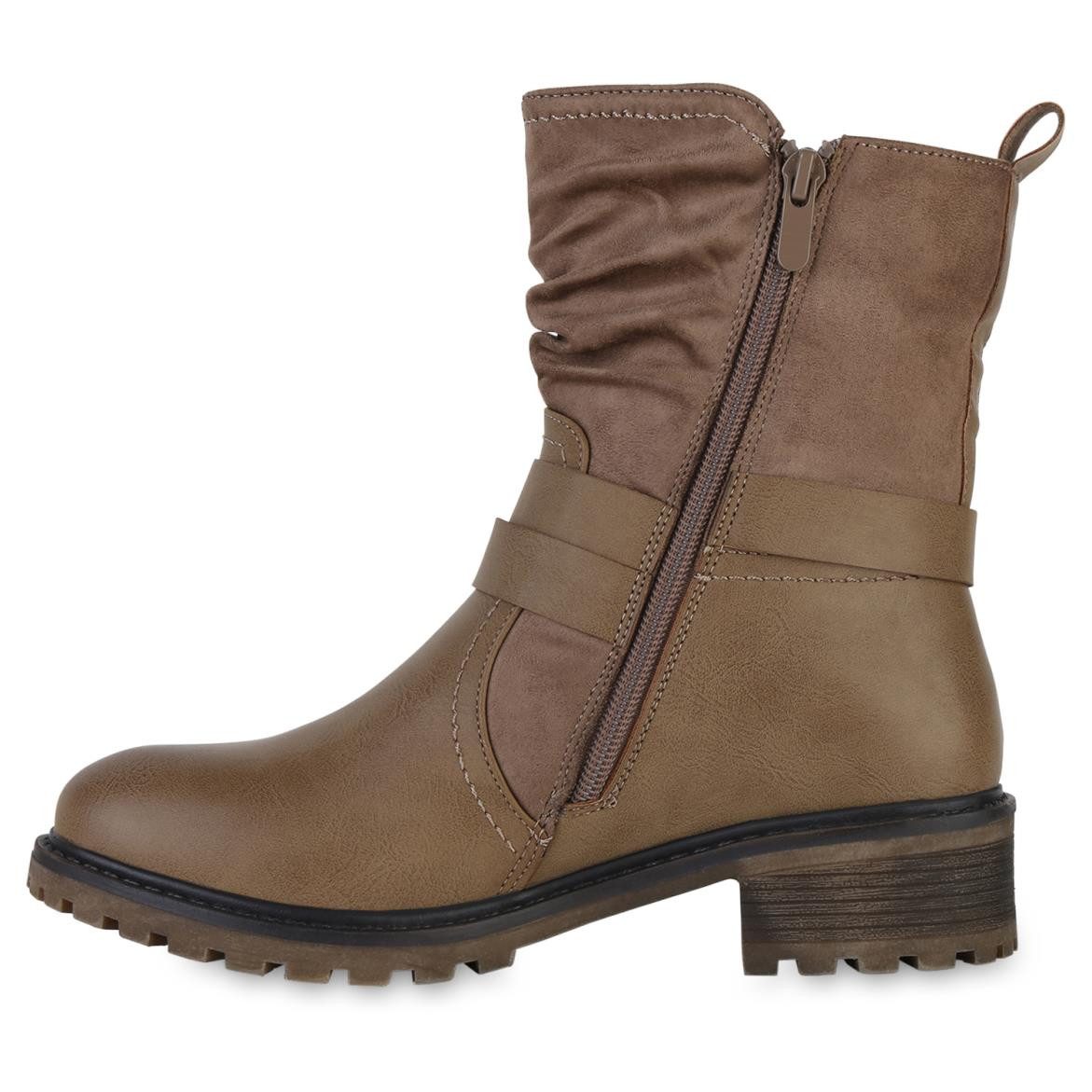 VAN HILL 841452 Bikerboots Damen Leicht Gefütterte Biker Boots Stiefeletten günstig online kaufen
