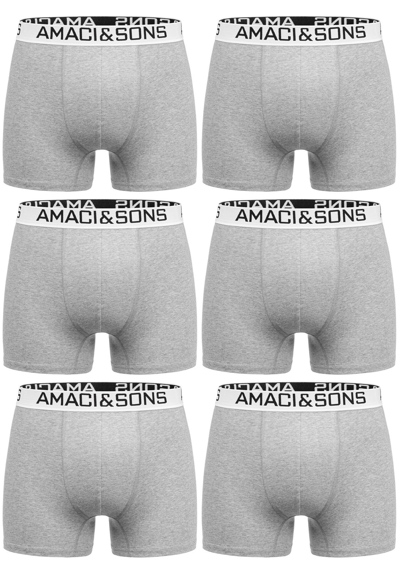 Amaci&Sons Boxershorts WESTON 6er Pack Boxershorts (6er-Pack) Herren Baumwolle Männer Unterhose Unterwäsche Hellgrau/Weiß