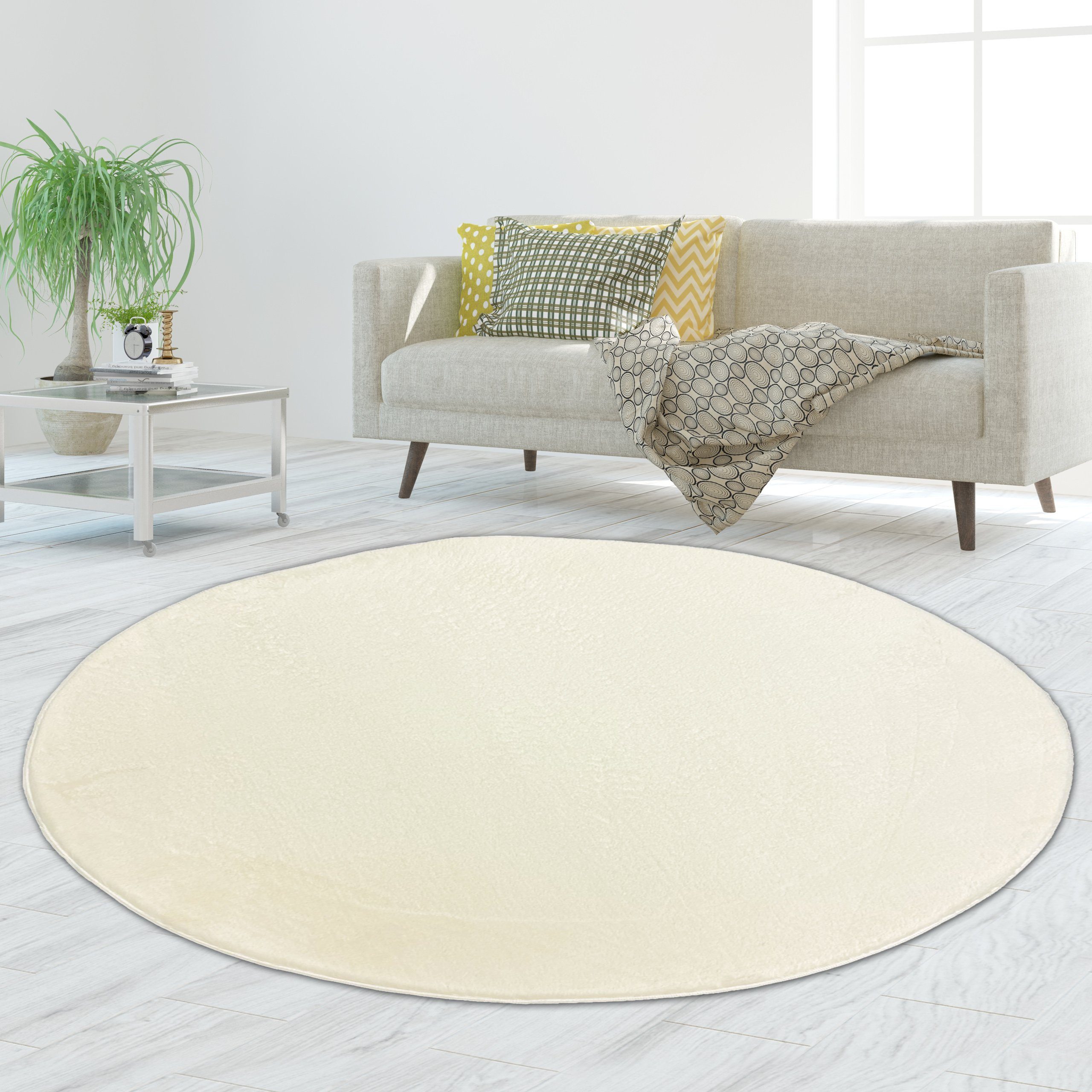 TeppichHome24 Teppich Klassischer weicher Teppich waschbar in cremefarben, günstig online kaufen
