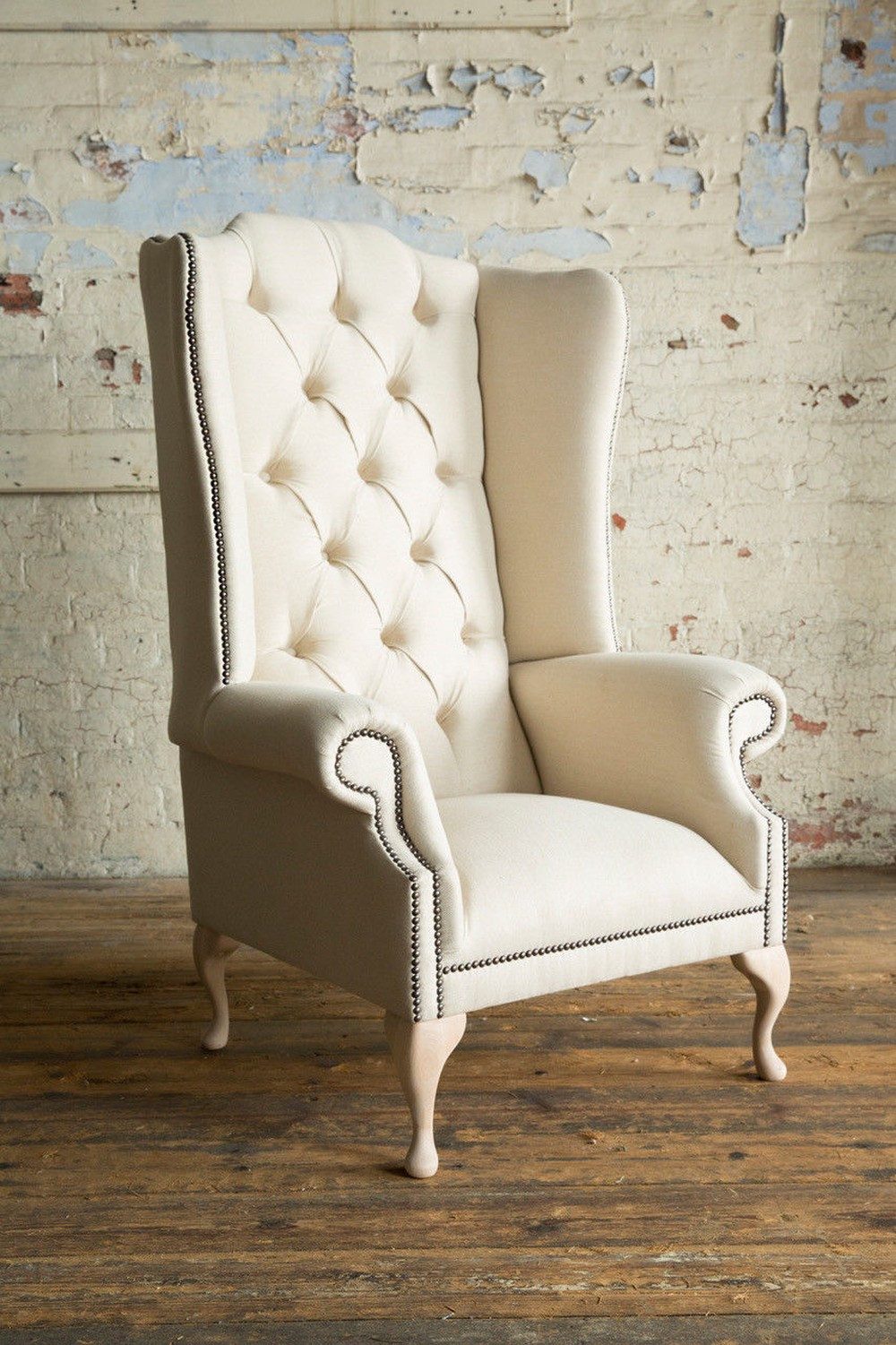 JVmoebel Кресла Chesterfield Elegantes Chesterfield Кресла Sofa aus edlem Samt in Weiß, Made in Europa