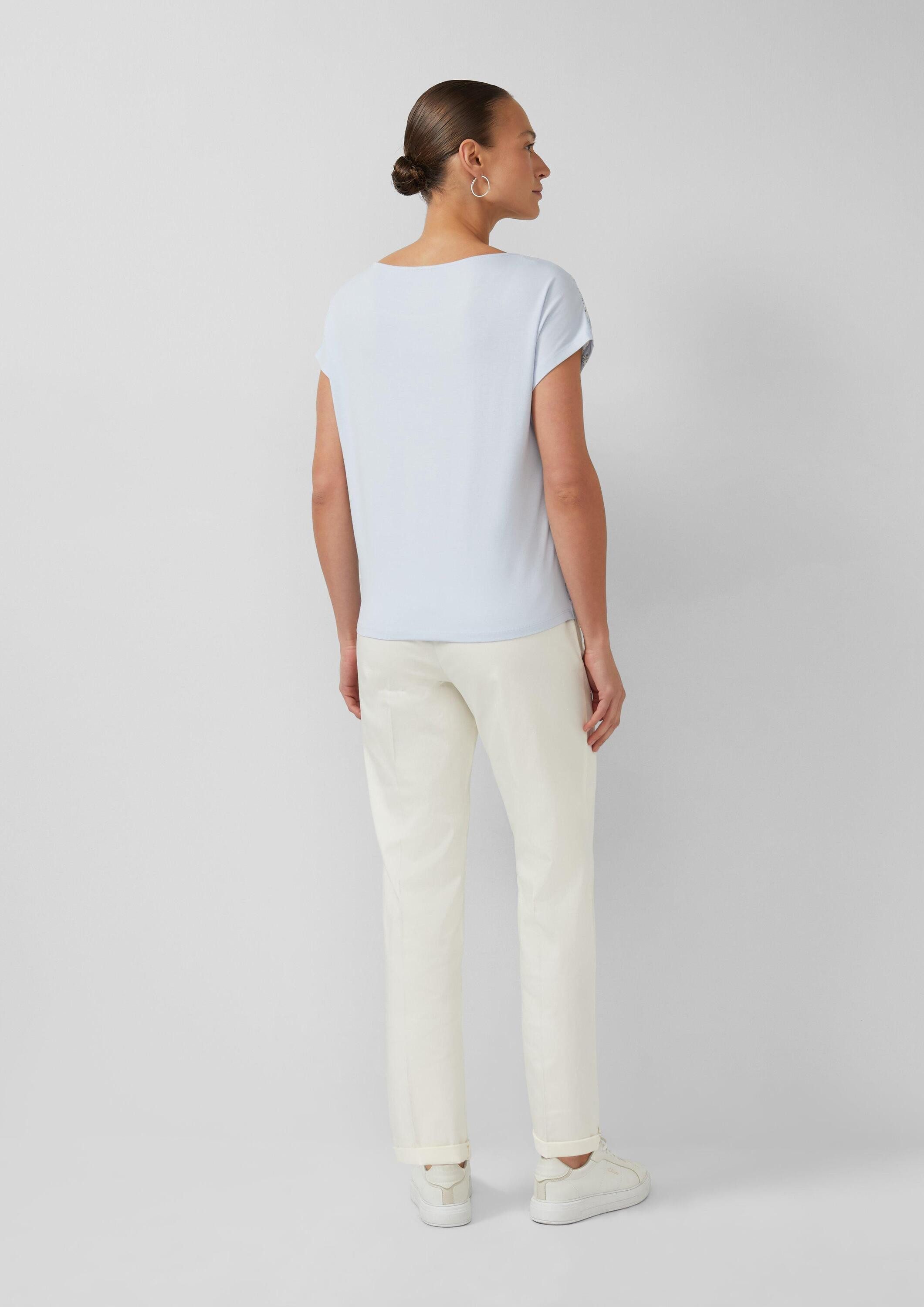 s.Oliver Kurzarmshirt T-Shirt Blusenshirt mit U-Boot-Ausschnitt und Bindedetail
