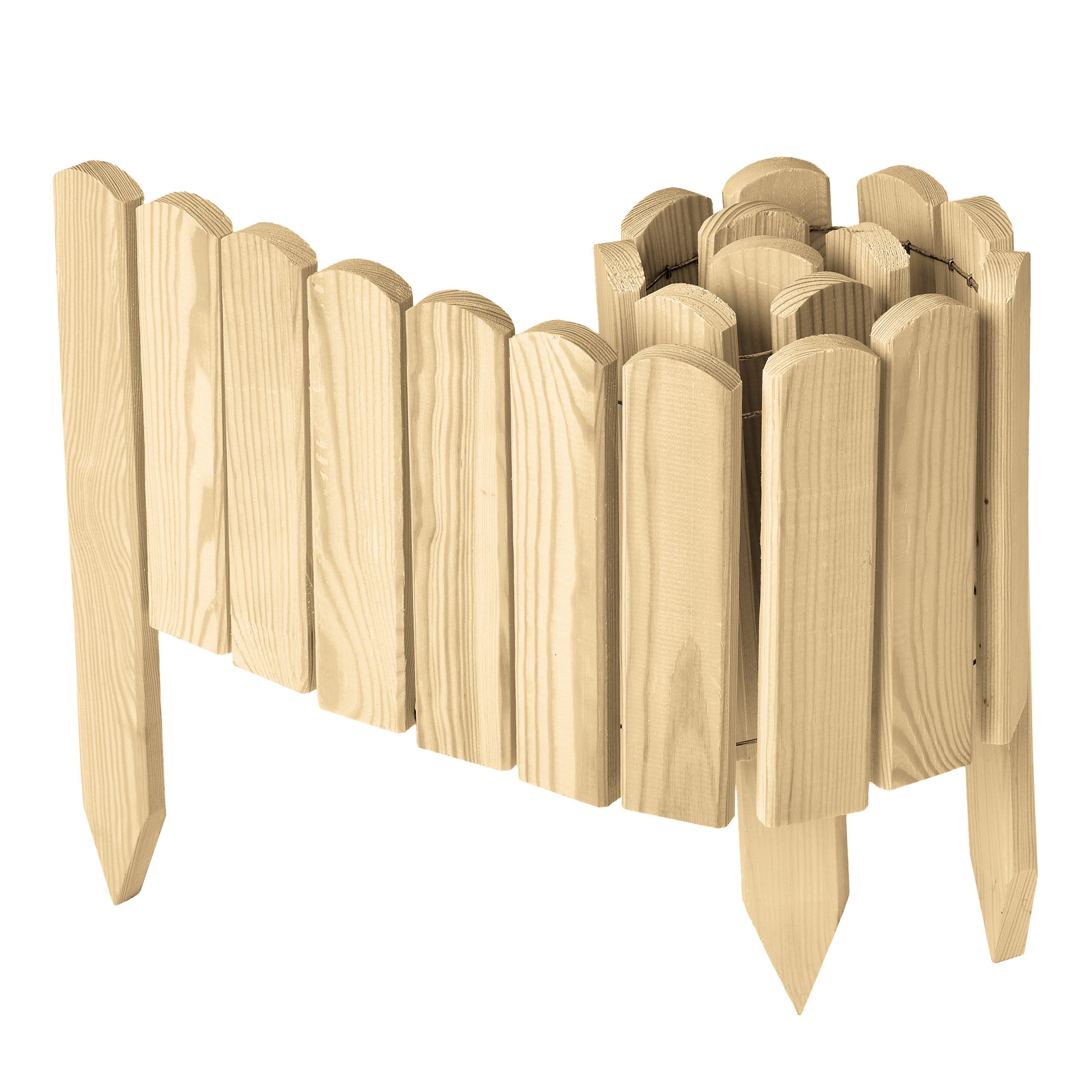 Garronda Zaun Rasenkante Holz Beeteimfassung 100 cm Flexibler Rollborder GD-0148, (1-St)