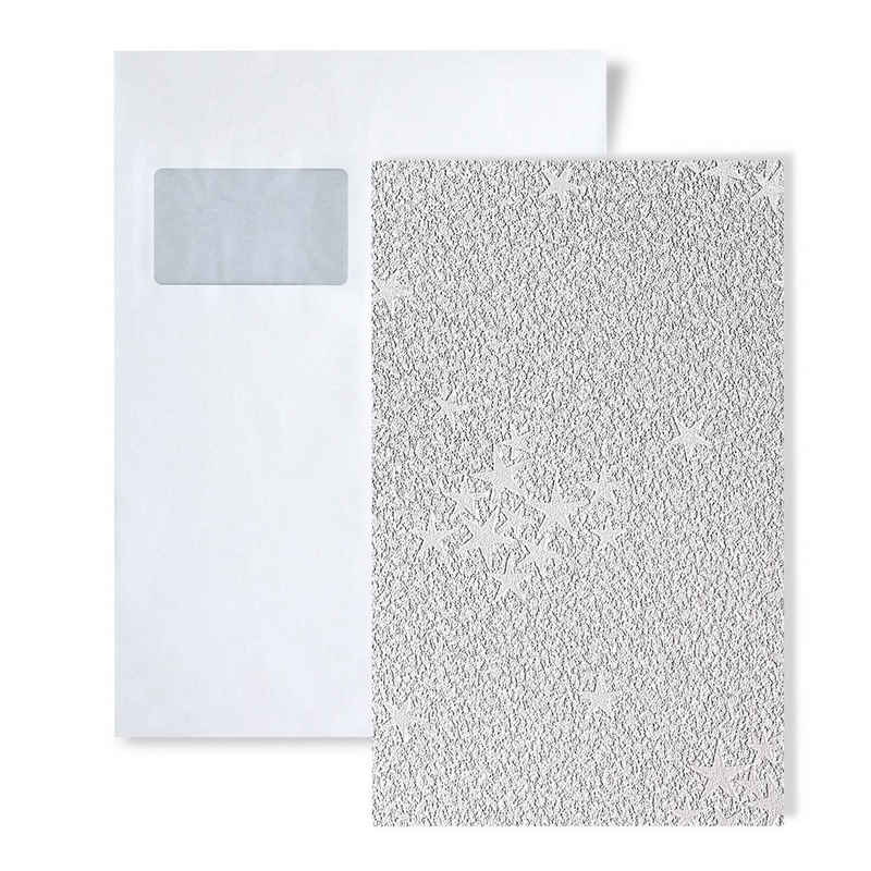 Edem Kindertapete S-533-30, grafisch, Strukturmuster, Kindertapete, (1 Musterblatt, ca. A5-A4), matt-weiß, dezente silberne Glitter